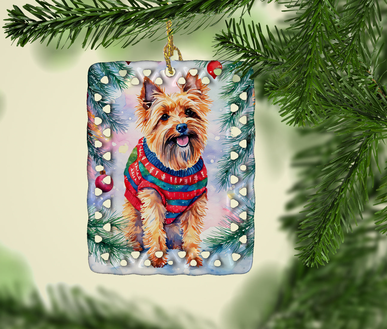 Australian Terrier Christmas Porcelain Ornament