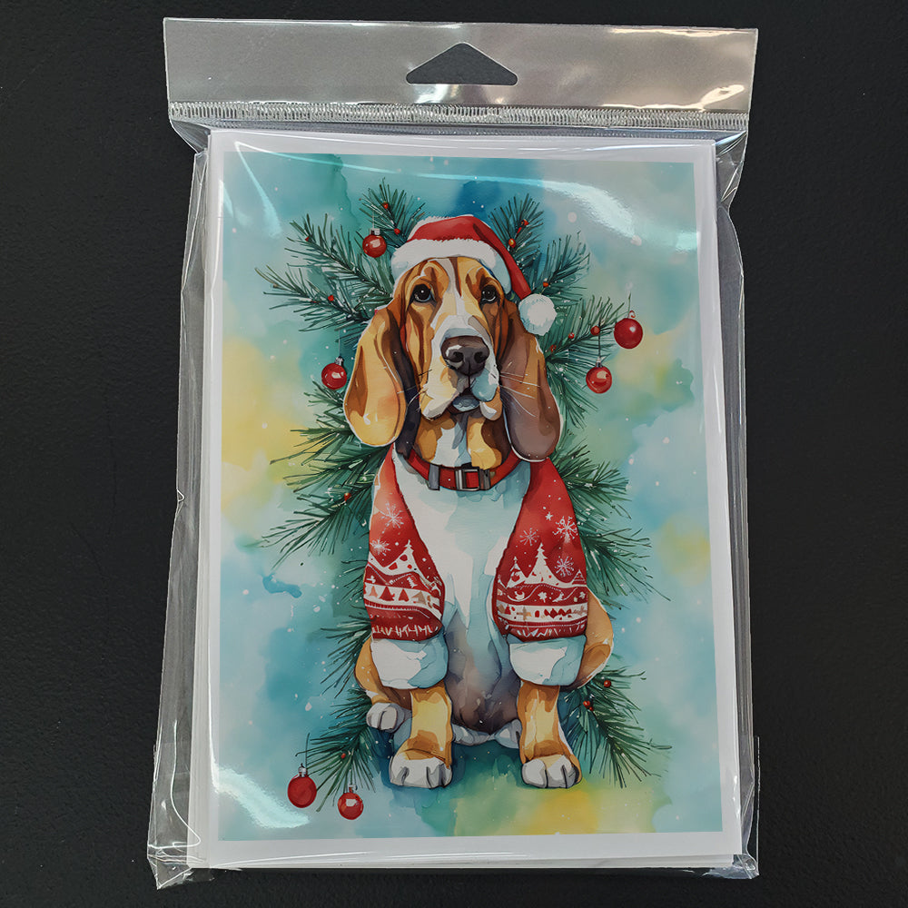 Basset Hound Christmas Greeting Cards Pack of 8