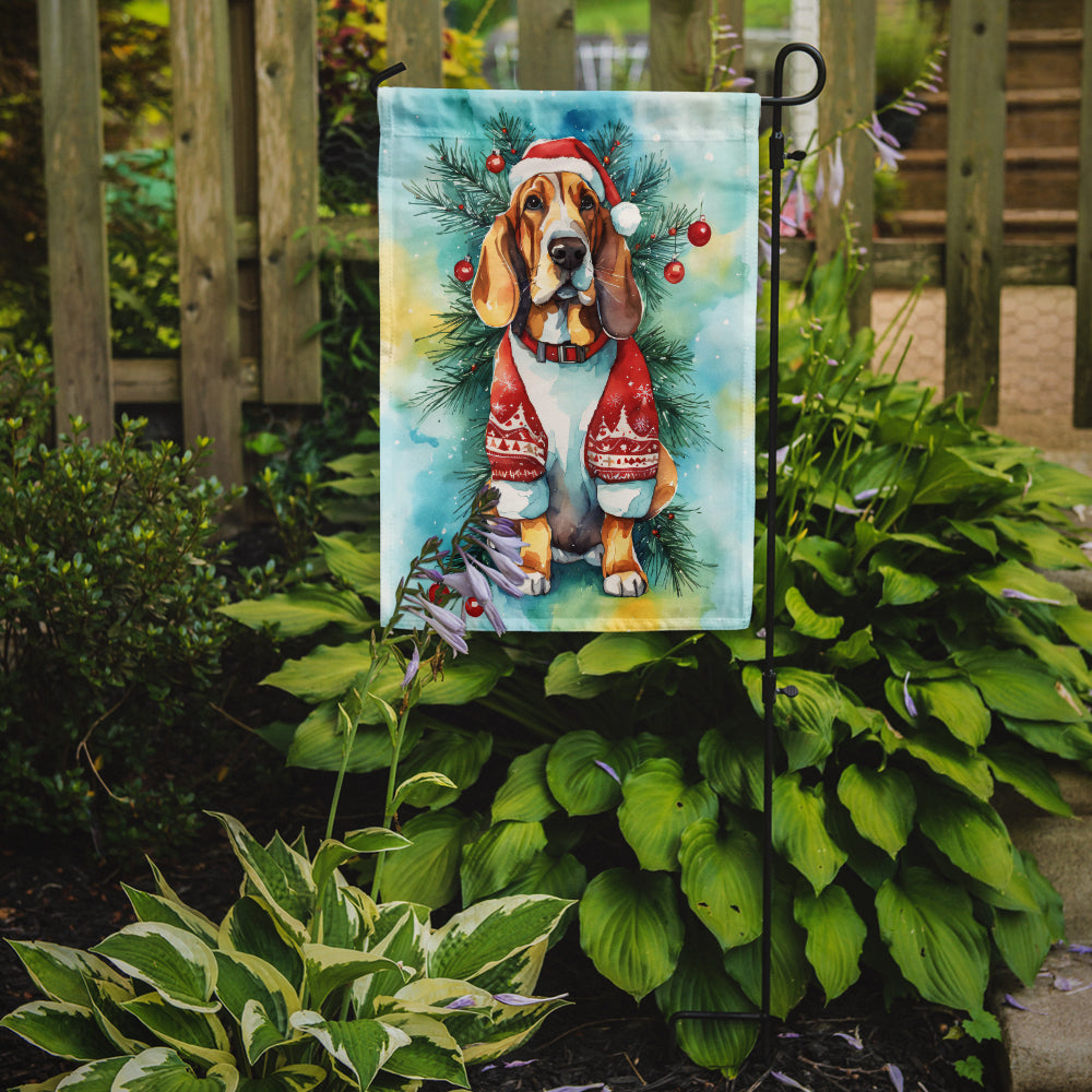 Basset Hound Christmas Garden Flag