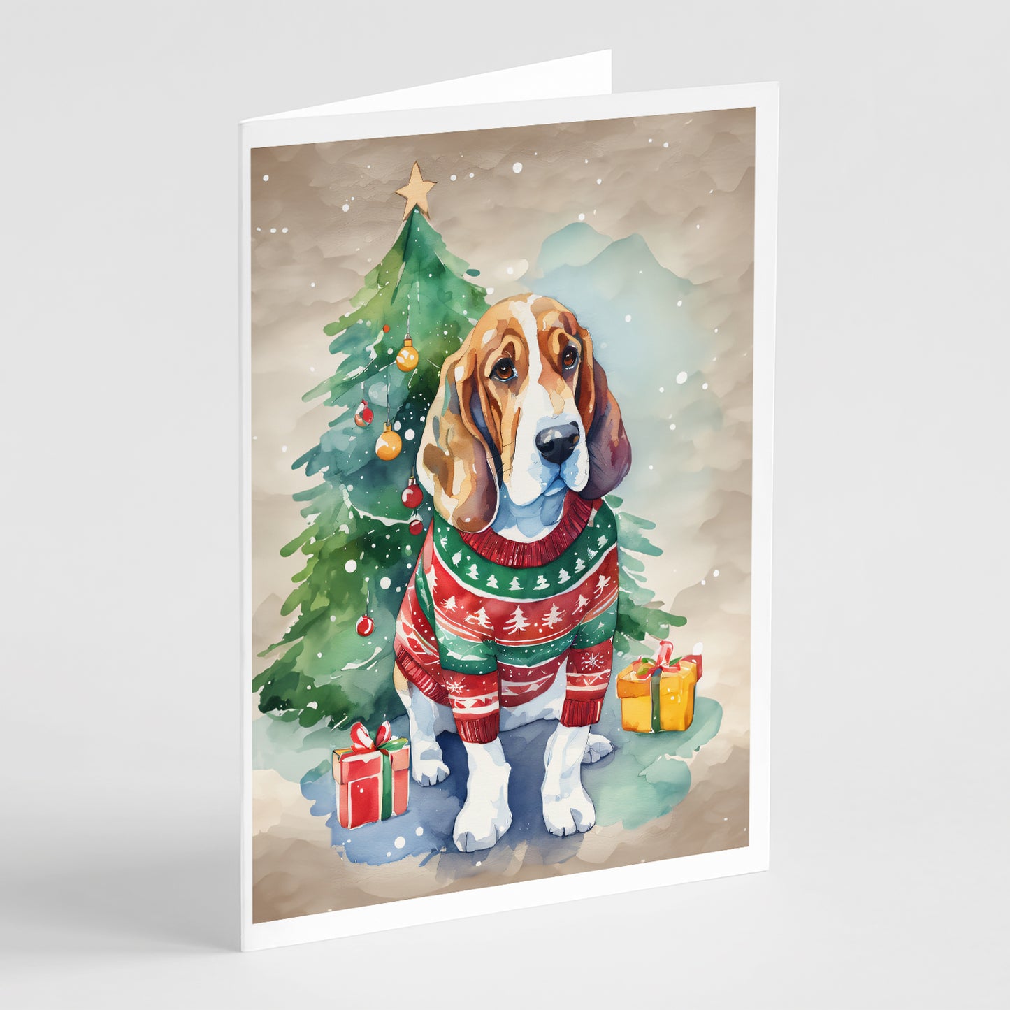 Buy this Basset Hound Christmas Greeting Cards Pack of 8