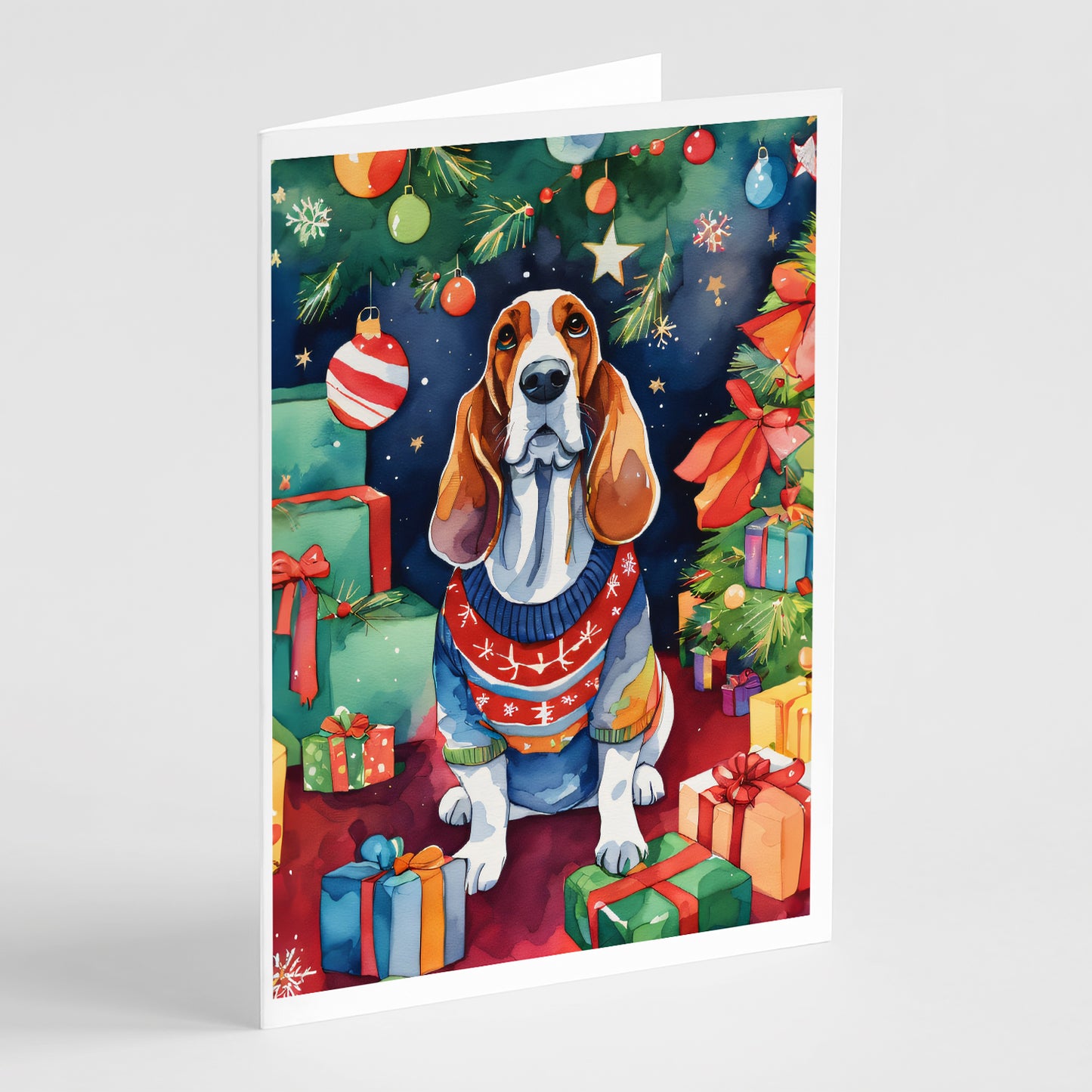 Buy this Basset Hound Christmas Greeting Cards Pack of 8