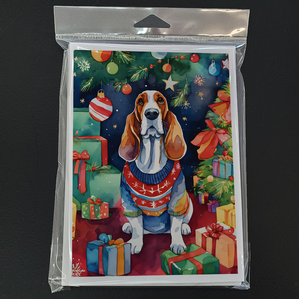 Basset Hound Christmas Greeting Cards Pack of 8