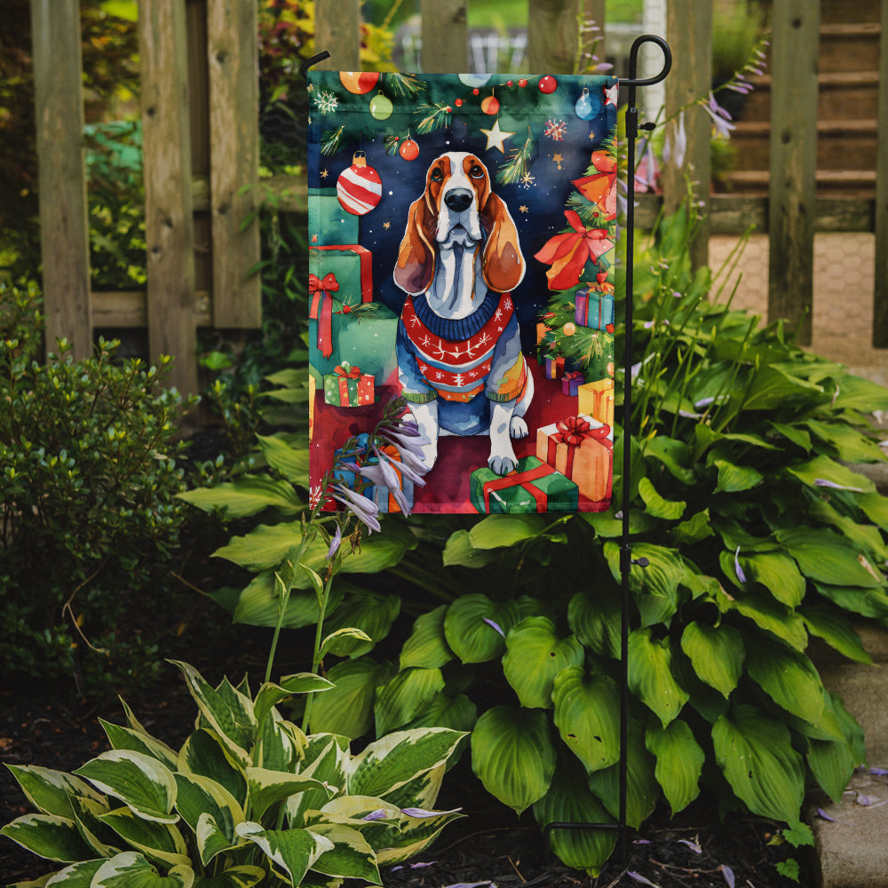 Basset Hound Christmas Garden Flag