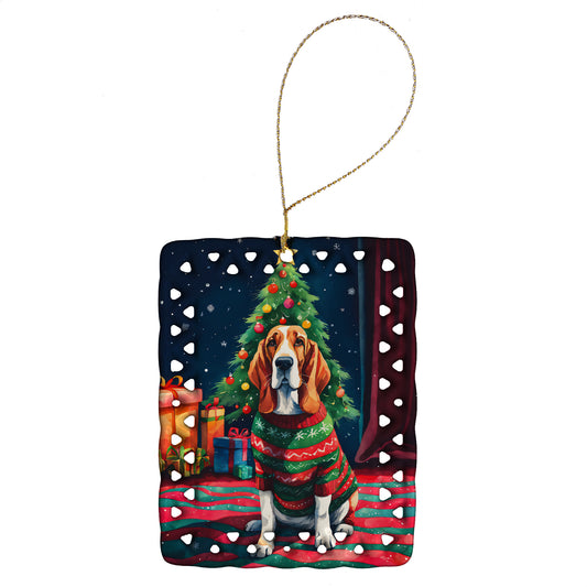 Buy this Basset Hound Christmas Porcelain Ornament