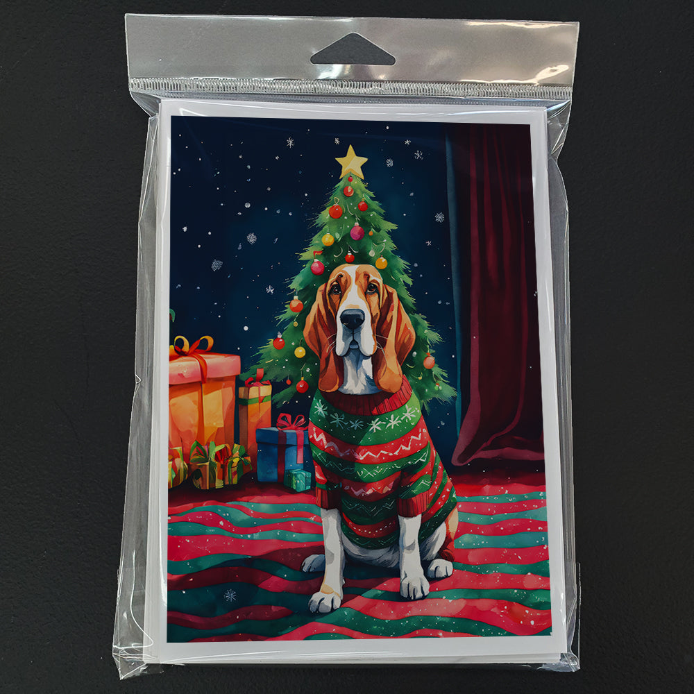 Basset Hound Christmas Greeting Cards Pack of 8