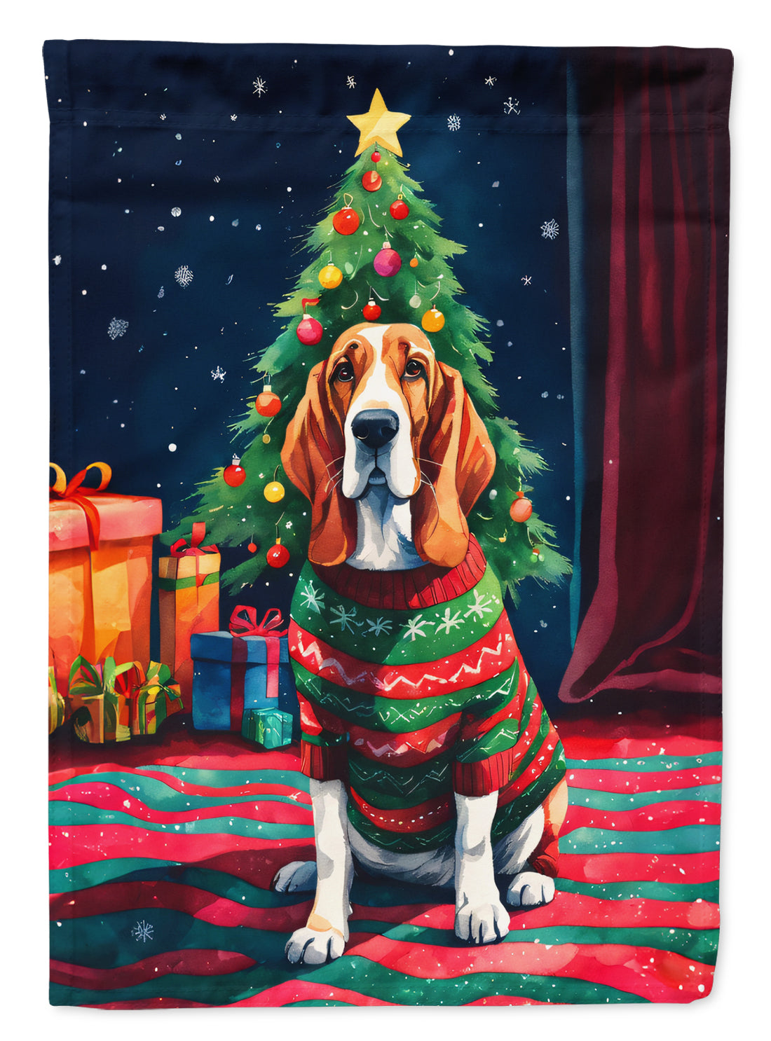 Buy this Basset Hound Christmas Garden Flag