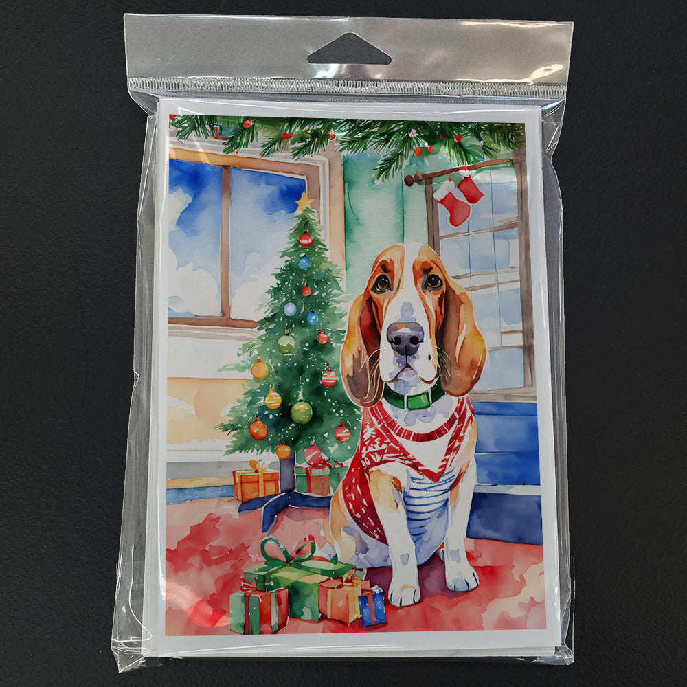 Basset Hound Christmas Greeting Cards Pack of 8