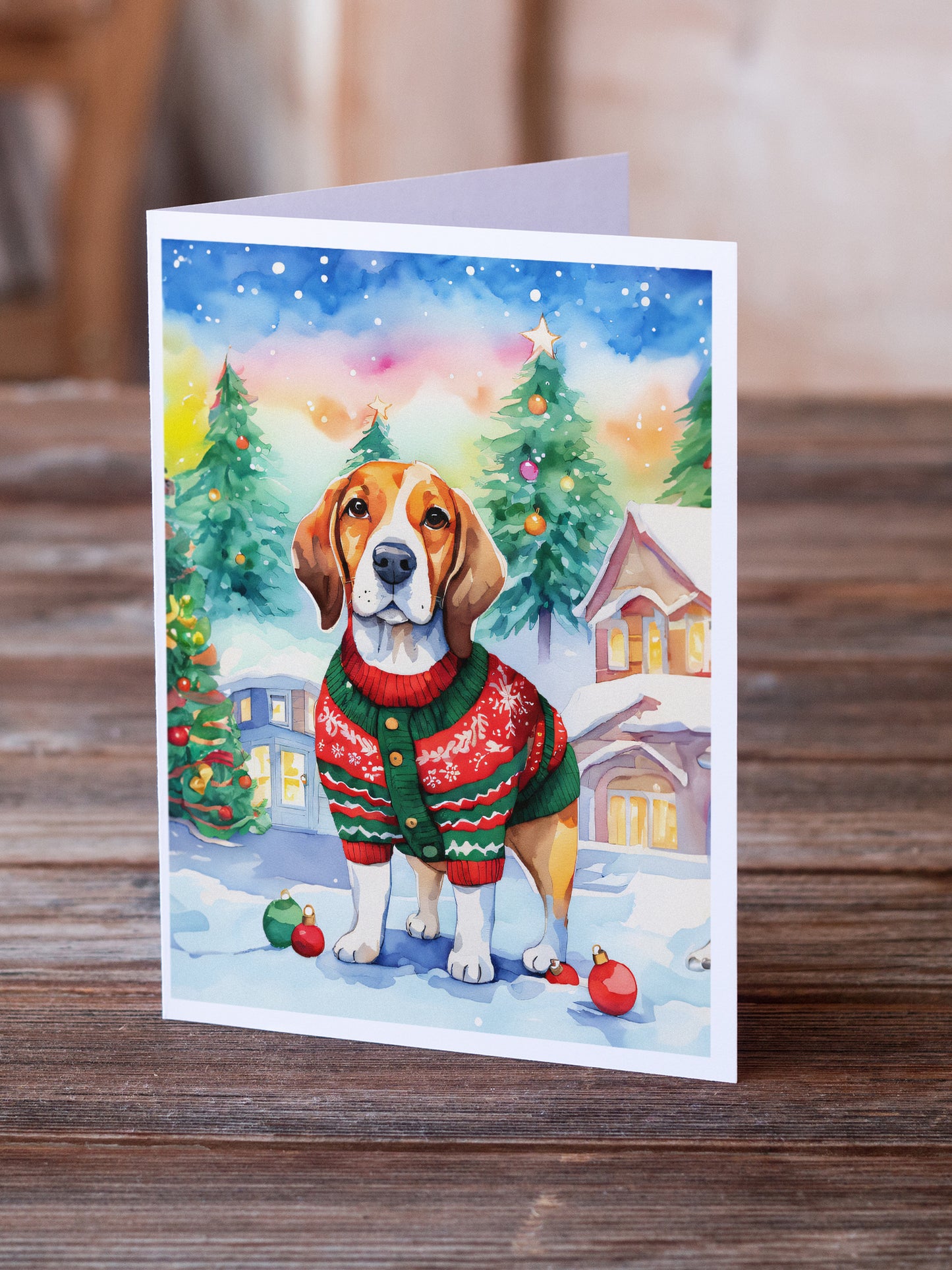 Beagle Christmas Greeting Cards Pack of 8