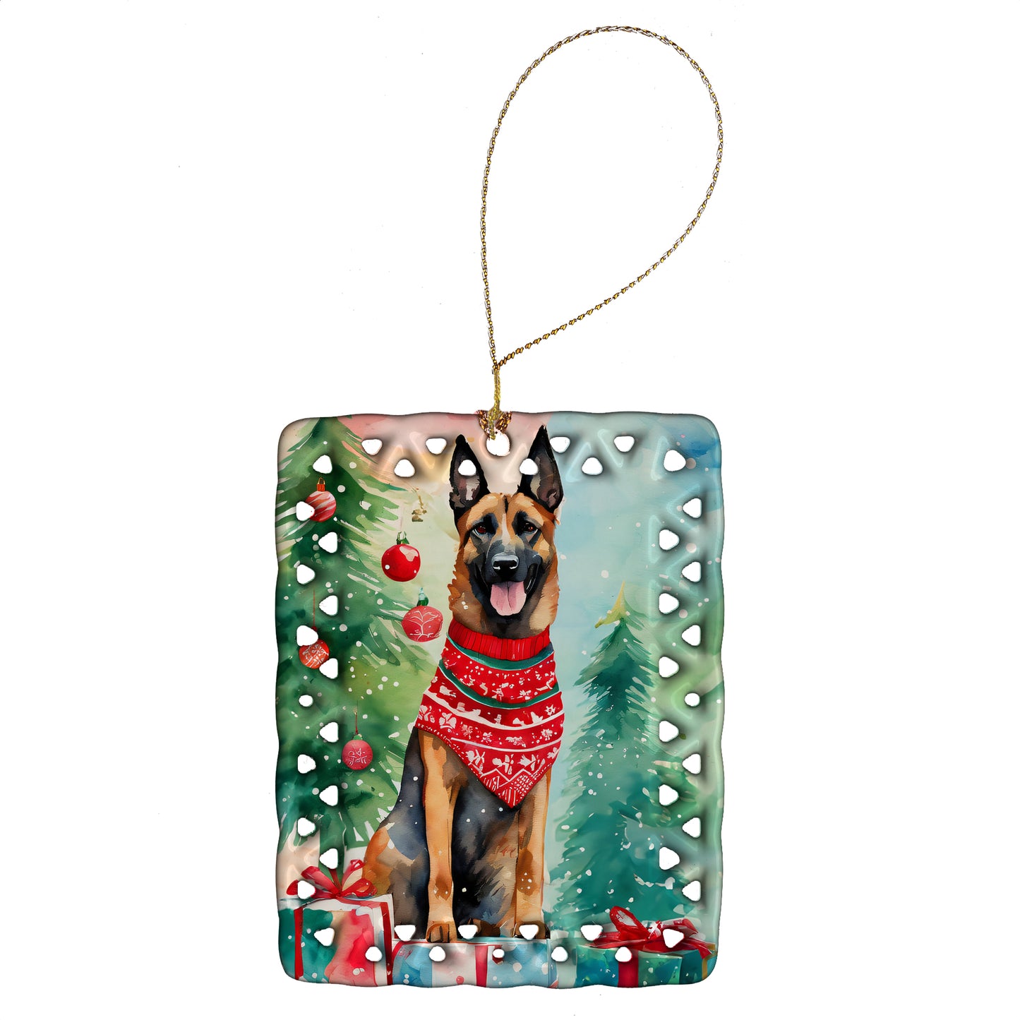 Buy this Belgian Malinois Christmas Porcelain Ornament