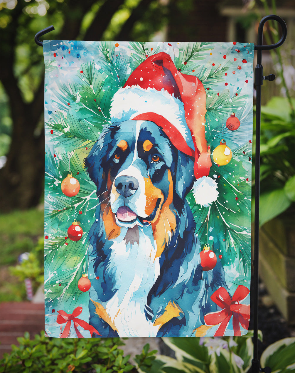 Bernese Mountain Dog Christmas Garden Flag