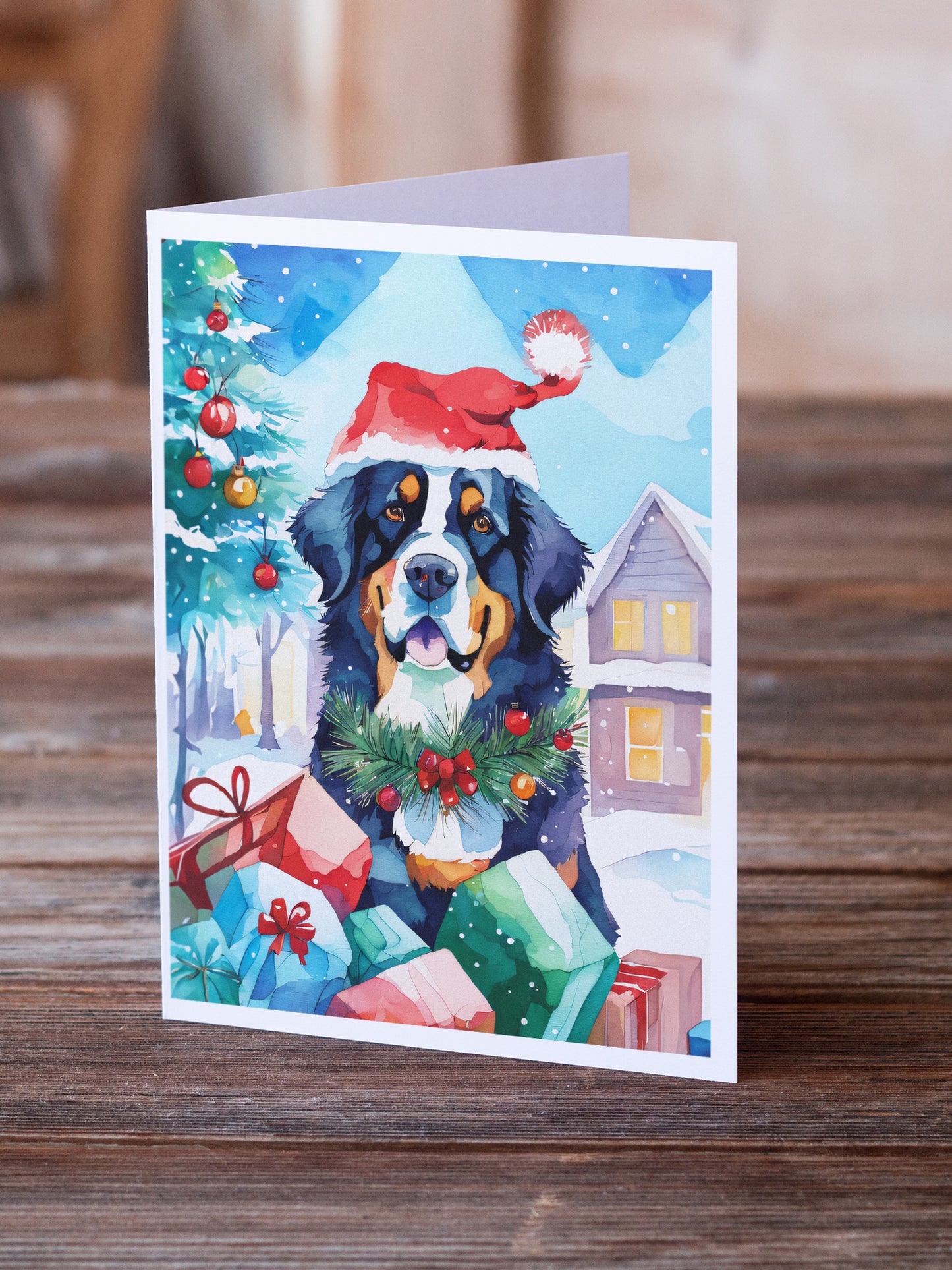 Bernese Mountain Dog Christmas Greeting Cards Pack of 8