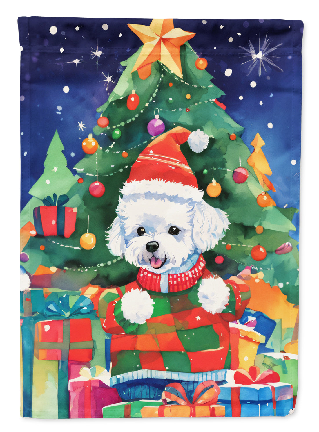 Buy this Bichon Frise Christmas House Flag