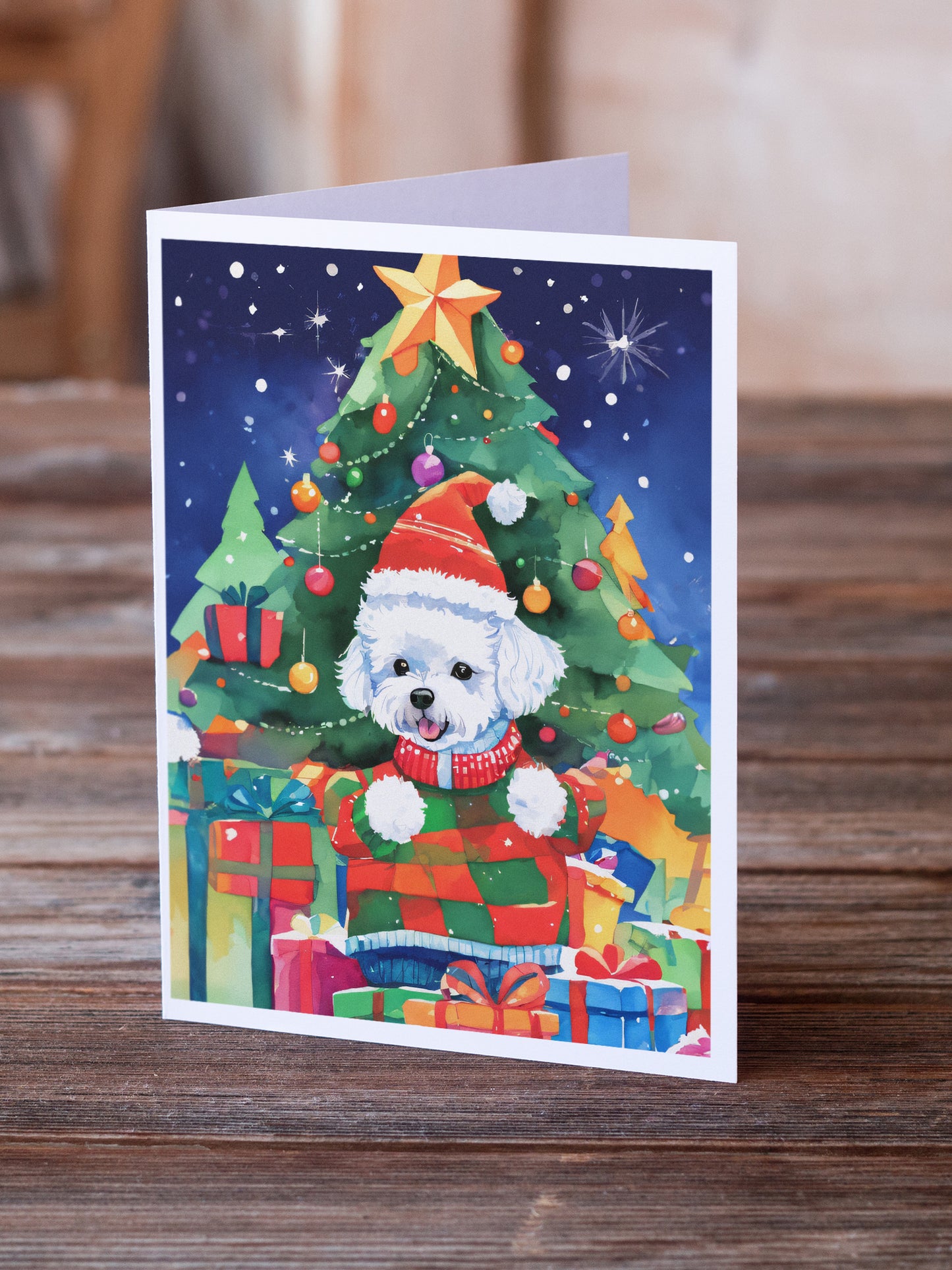 Bichon Frise Christmas Greeting Cards Pack of 8