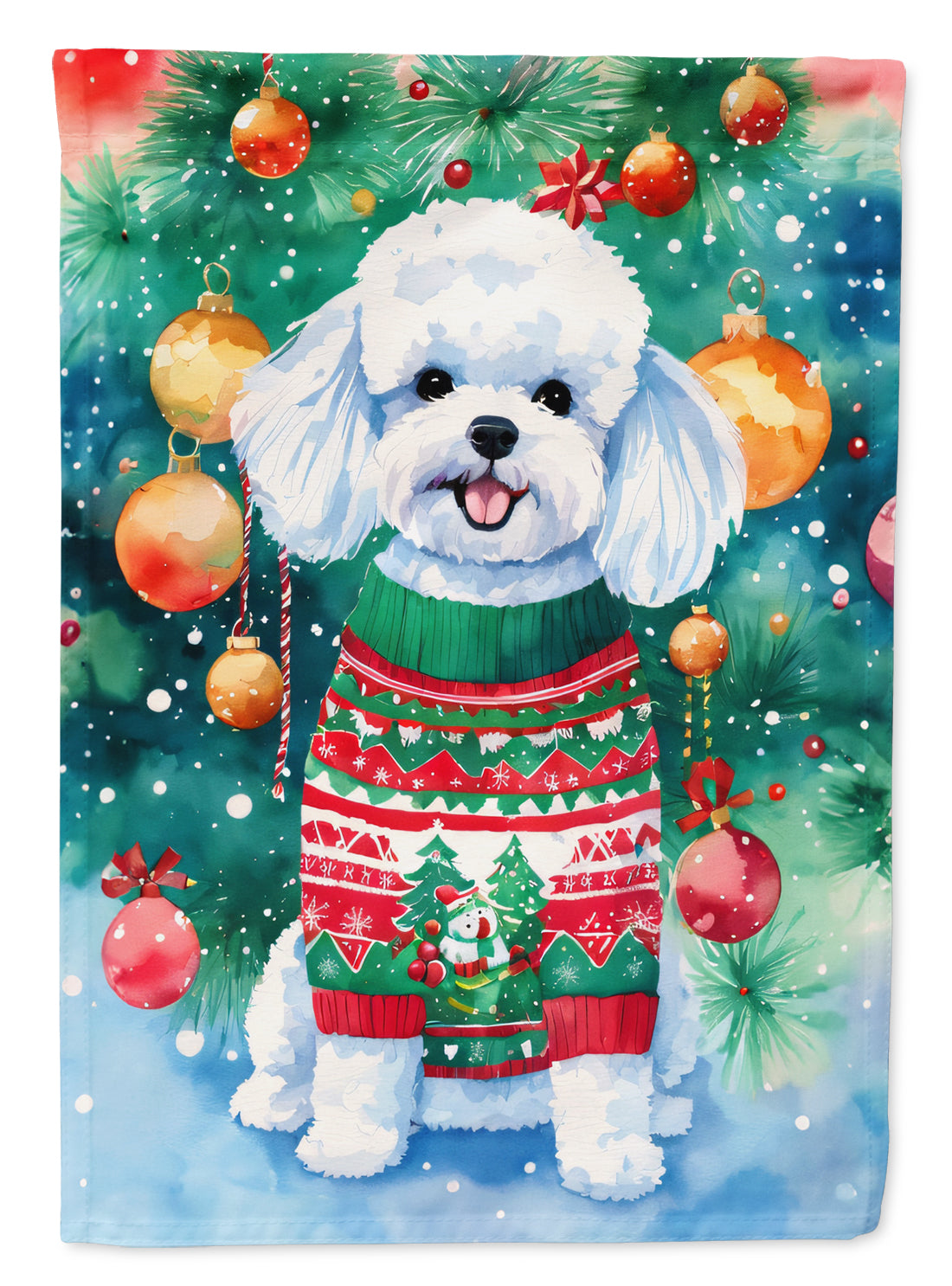 Buy this Bichon Frise Christmas House Flag