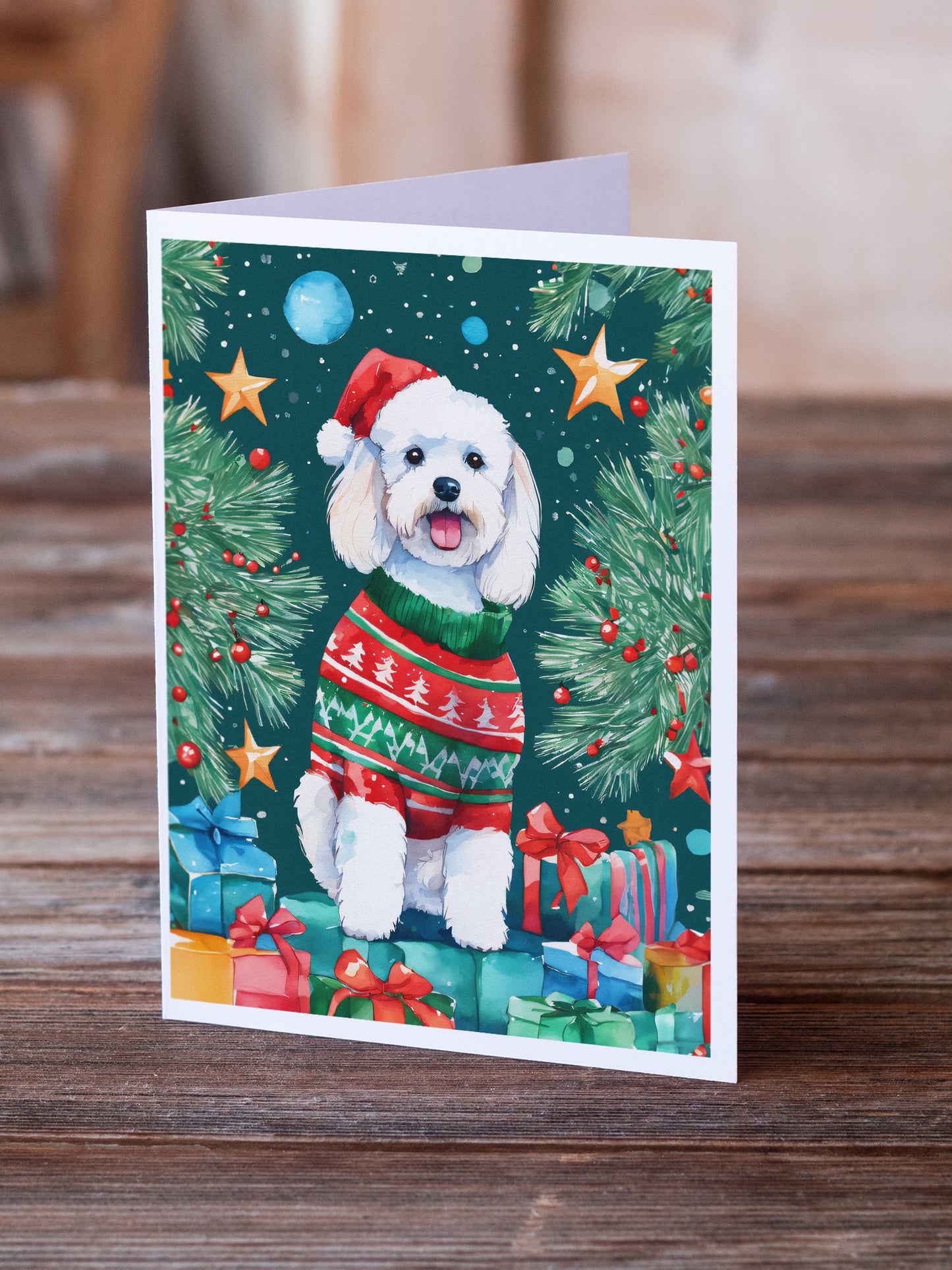 Bichon Frise Christmas Greeting Cards Pack of 8