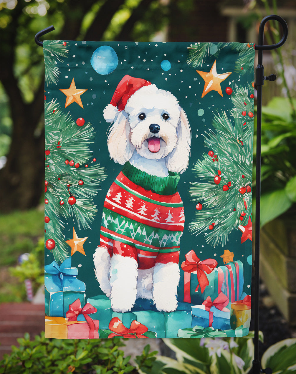 Bichon Frise Christmas Garden Flag