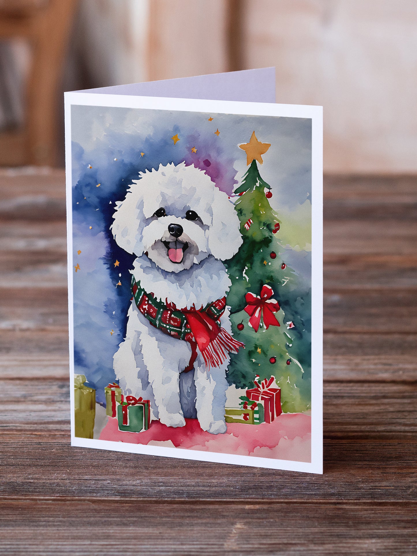 Bichon Frise Christmas Greeting Cards Pack of 8