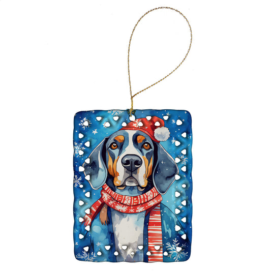 Buy this Black and Tan Coonhound Christmas Porcelain Ornament