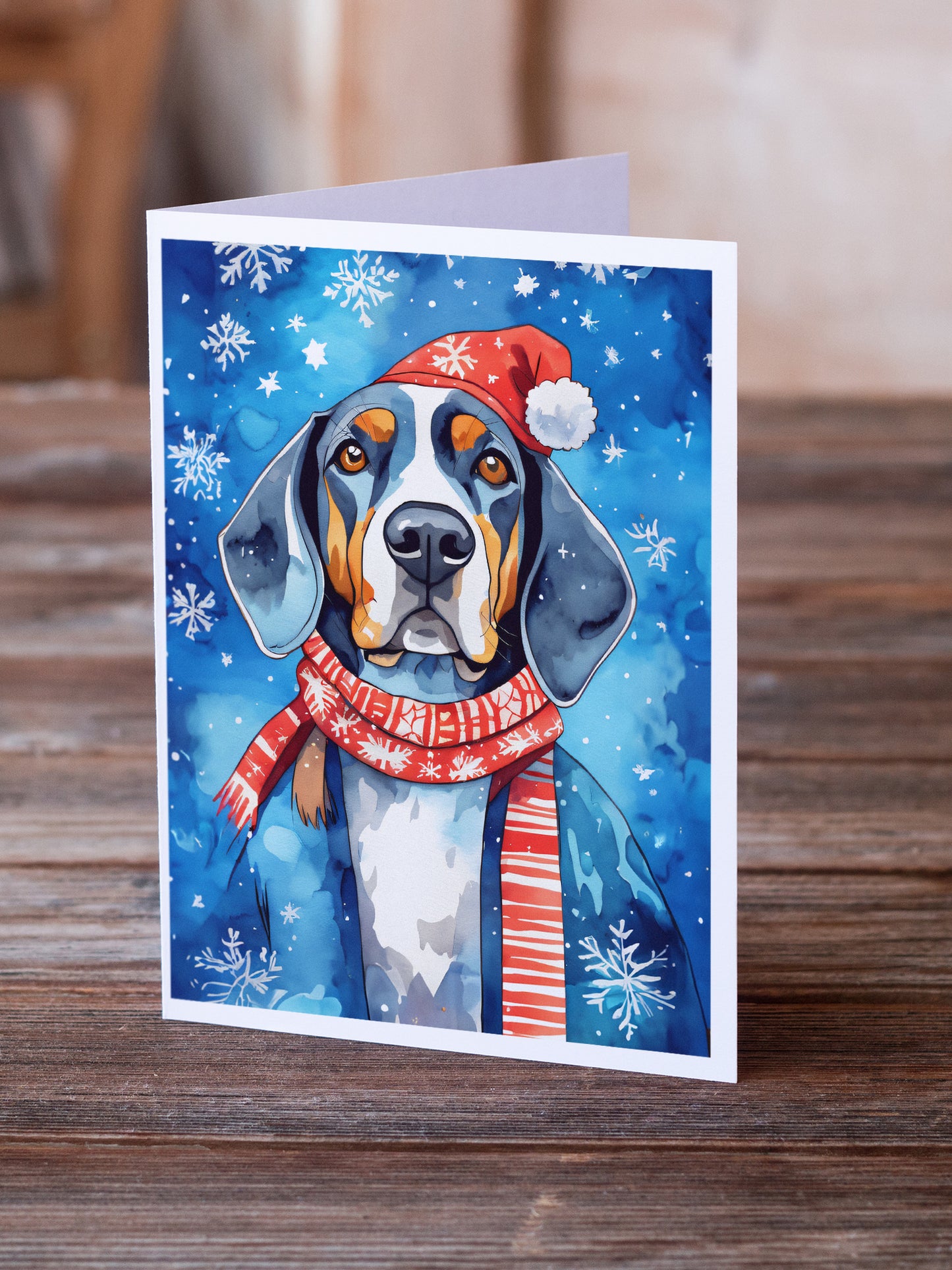 Black and Tan Coonhound Christmas Greeting Cards Pack of 8