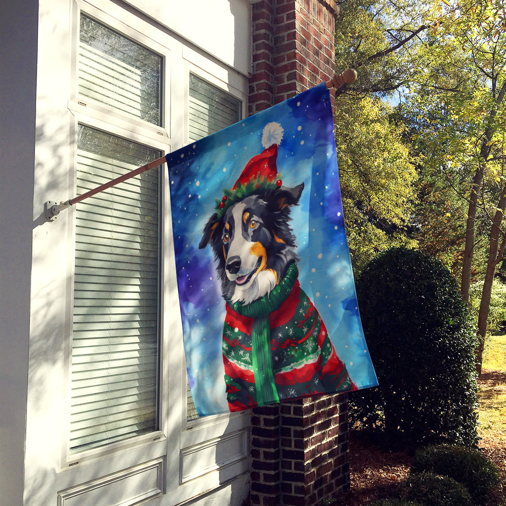 Border Collie Christmas House Flag