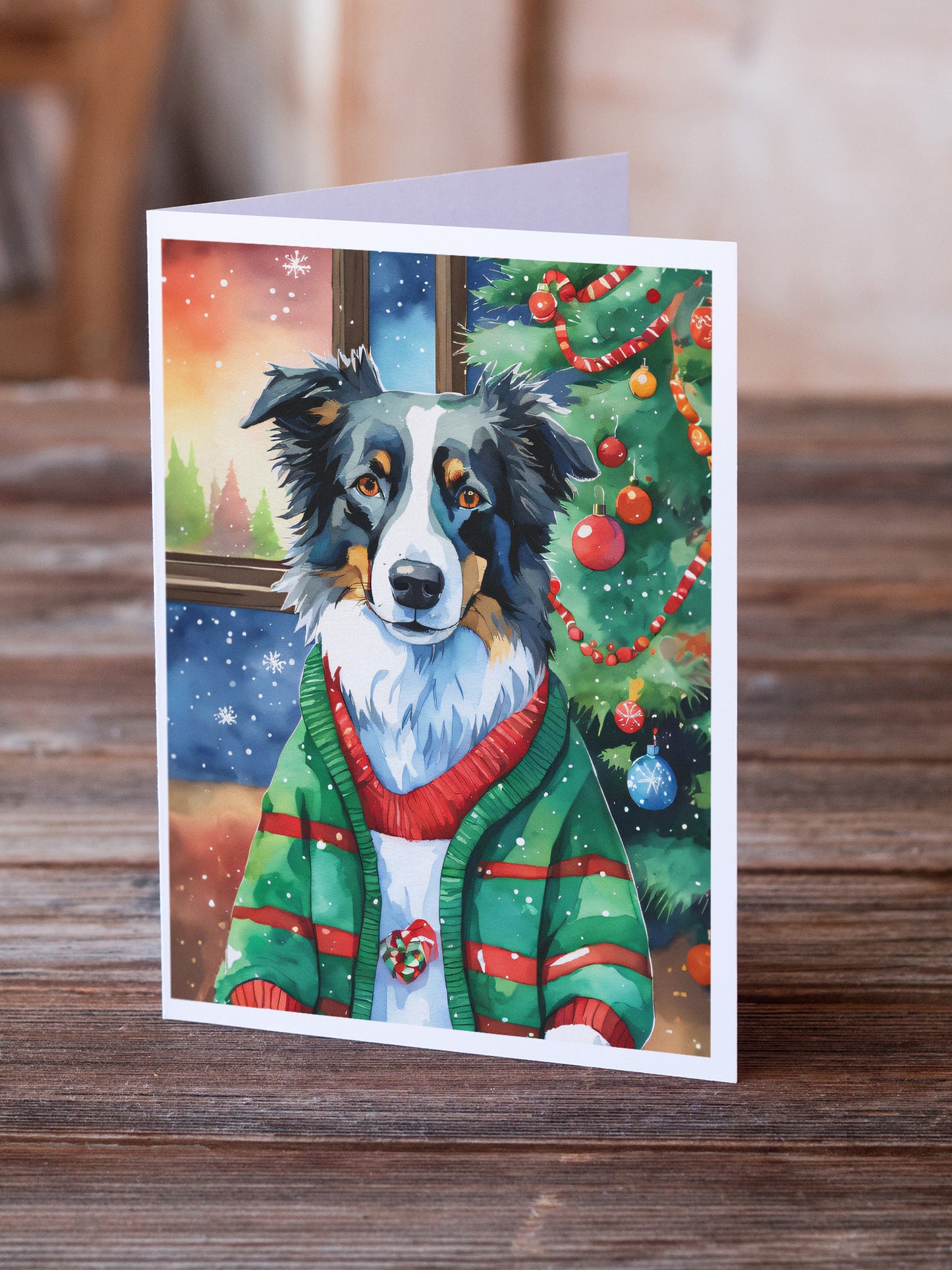 Border Collie Christmas Greeting Cards Pack of 8