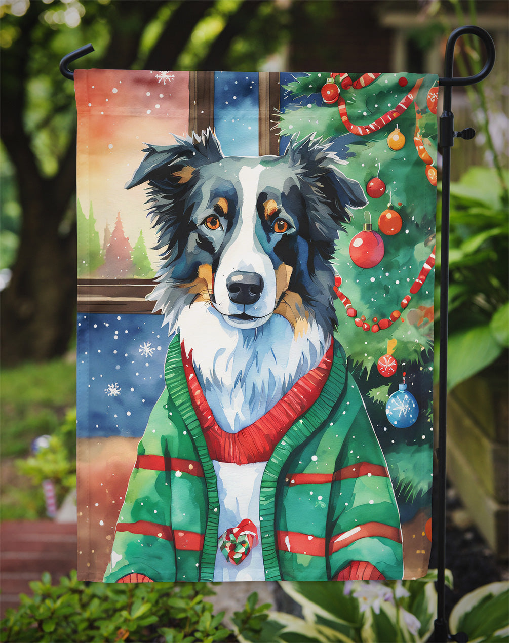 Border Collie Christmas Garden Flag