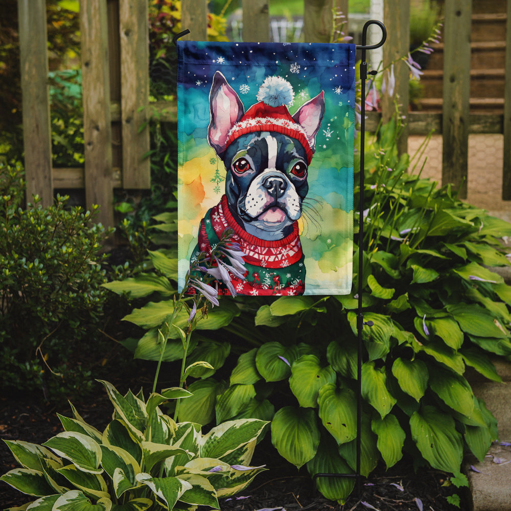 Boston Terrier Christmas Garden Flag