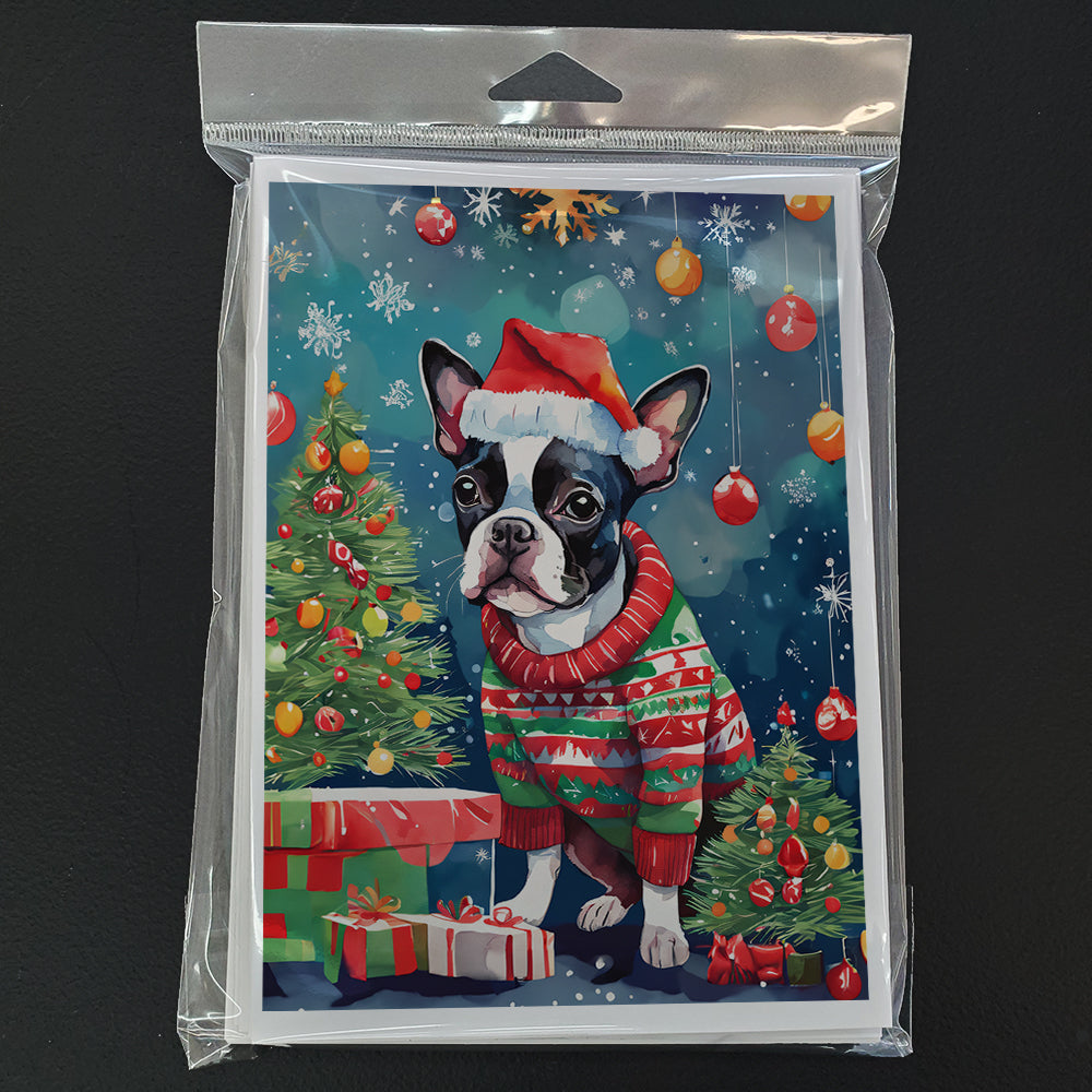 Boston Terrier Christmas Greeting Cards Pack of 8