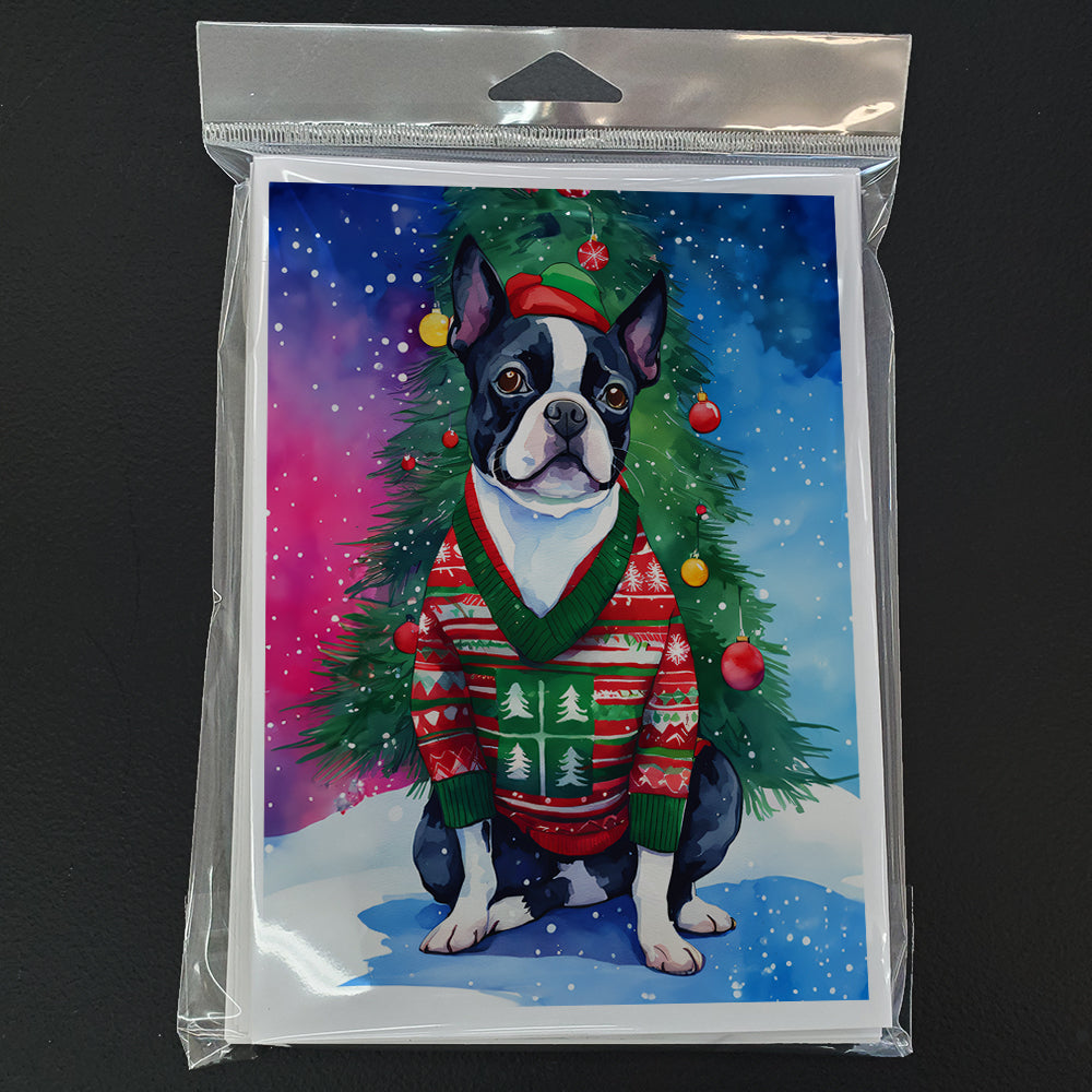 Boston Terrier Christmas Greeting Cards Pack of 8