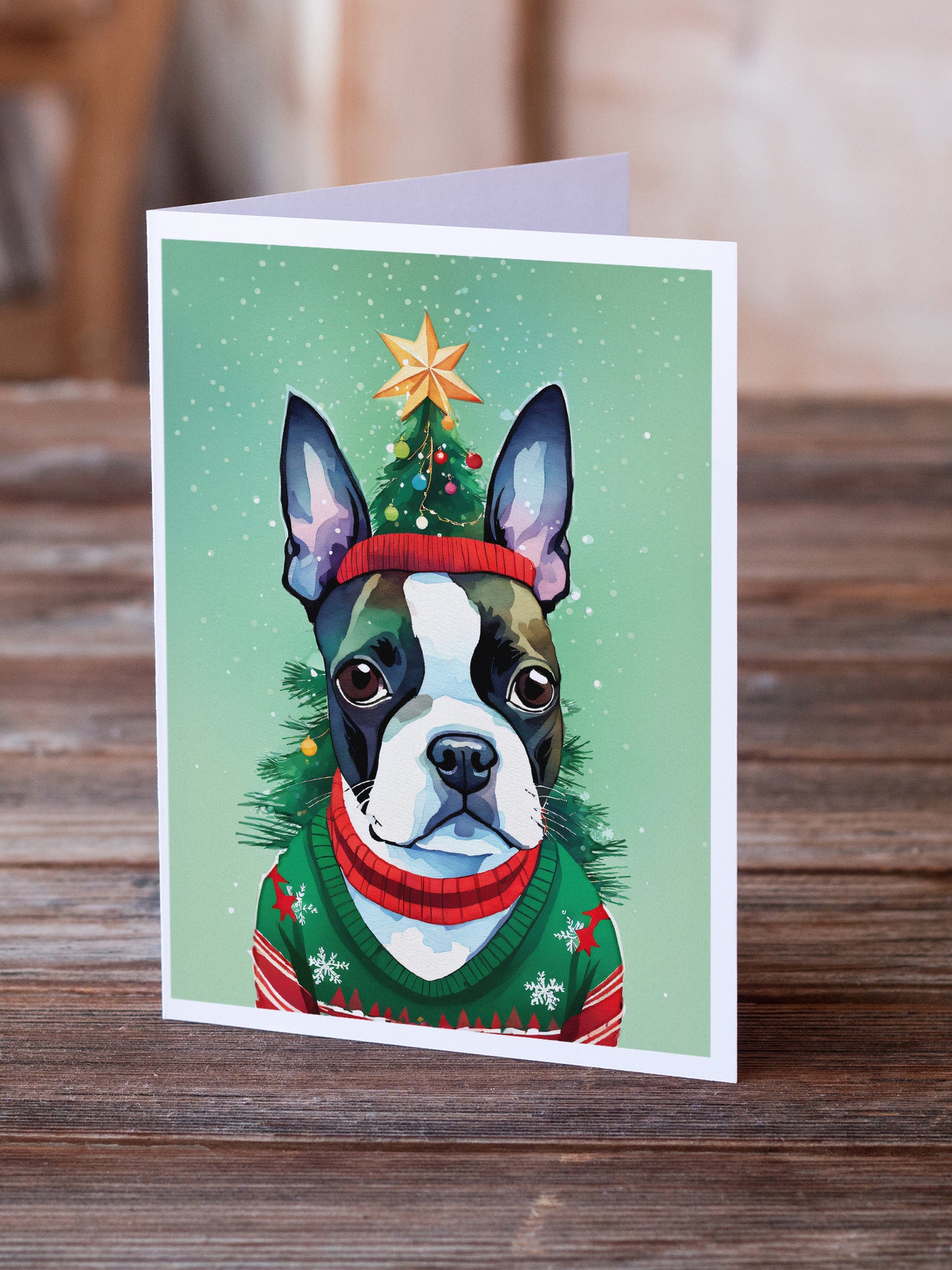 Boston Terrier Christmas Greeting Cards Pack of 8