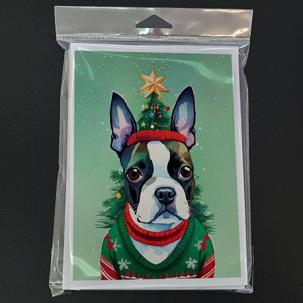 Boston Terrier Christmas Greeting Cards Pack of 8