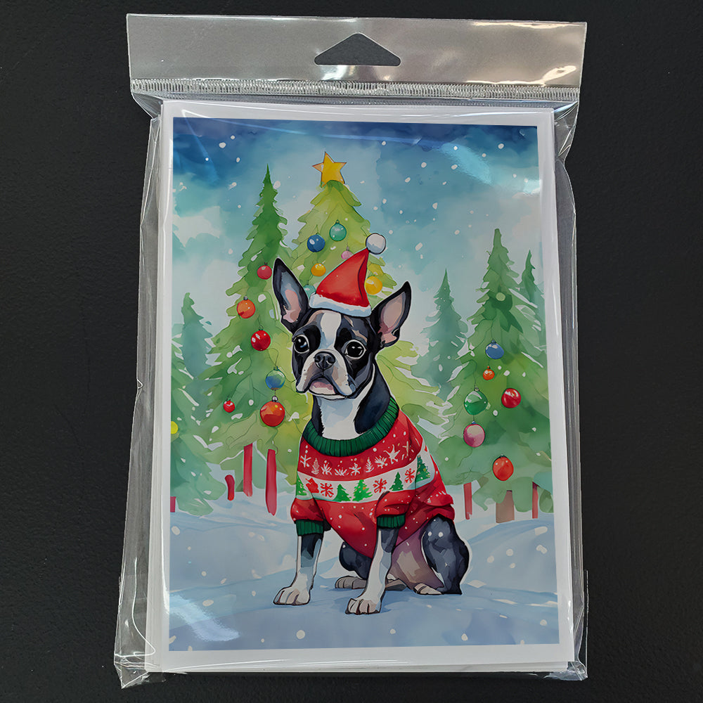 Boston Terrier Christmas Greeting Cards Pack of 8