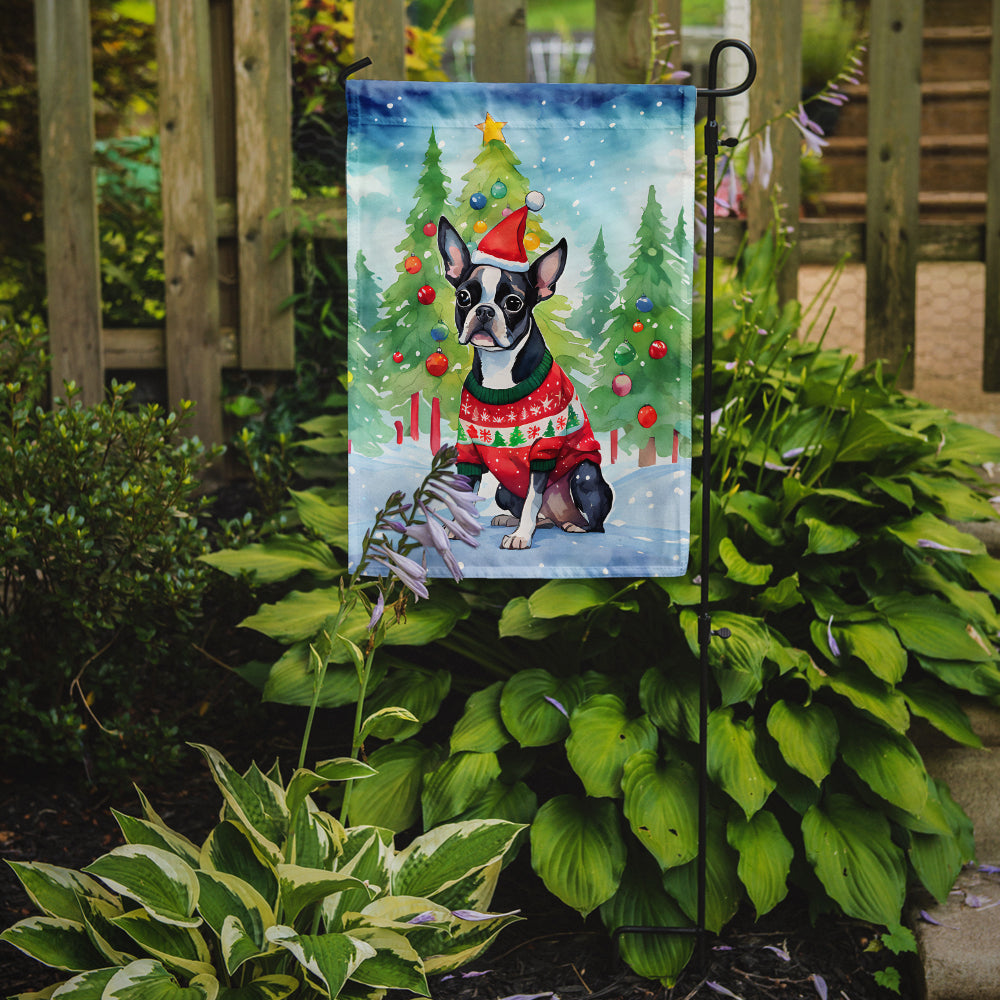 Boston Terrier Christmas Garden Flag