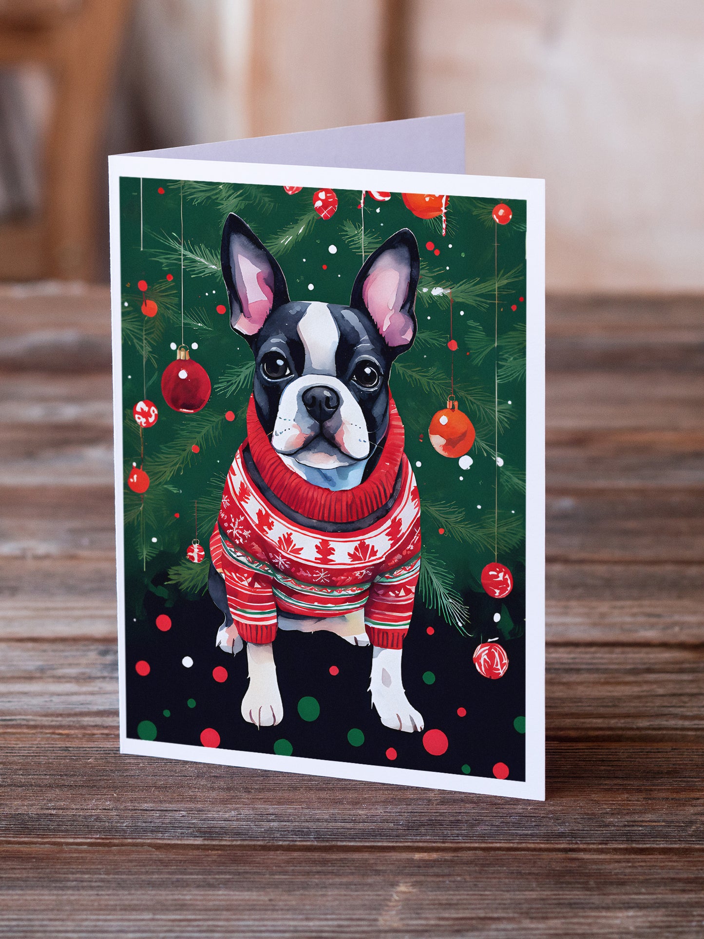 Boston Terrier Christmas Greeting Cards Pack of 8