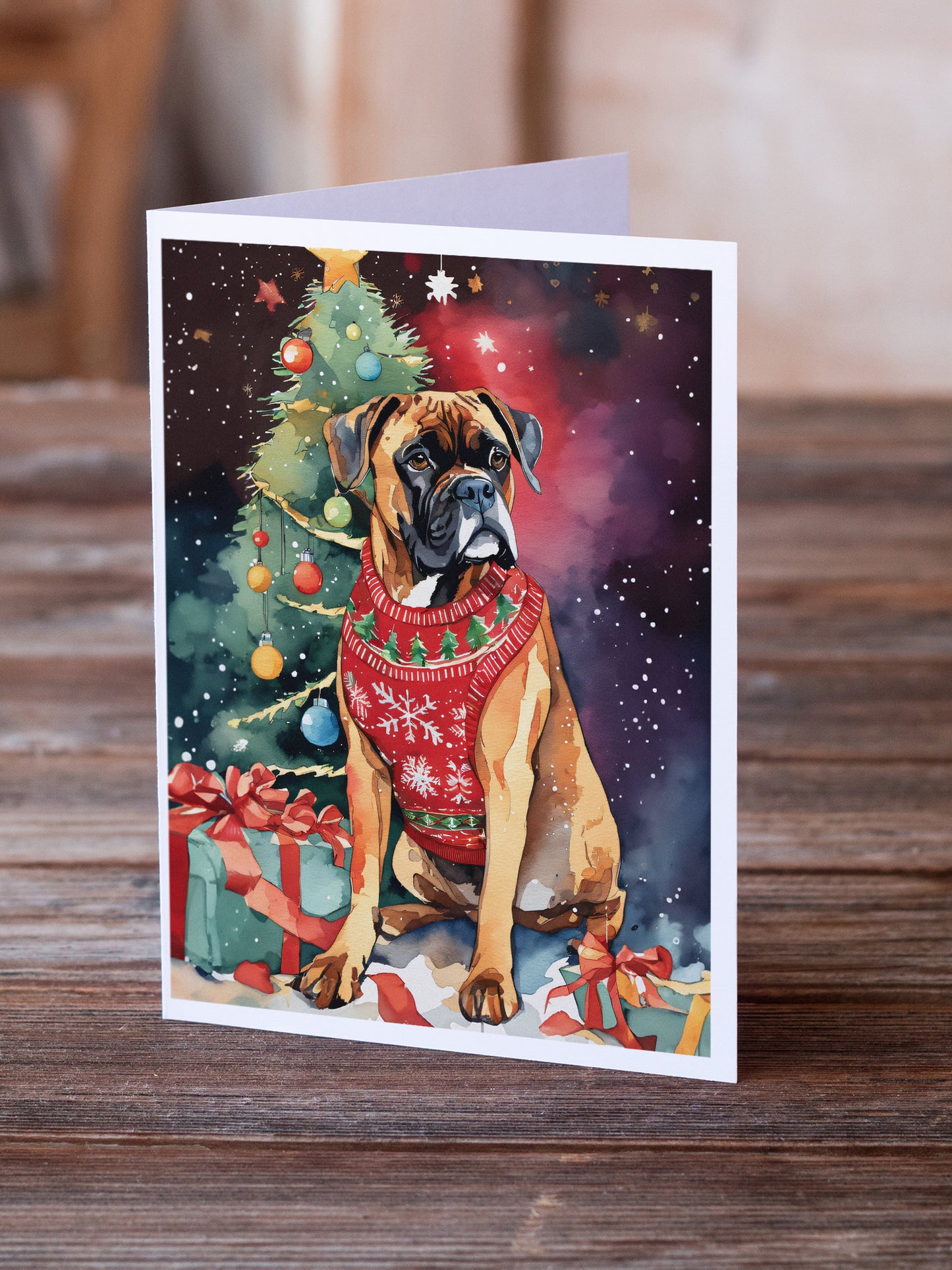 Boxer Christmas Greeting Cards Pack of 8