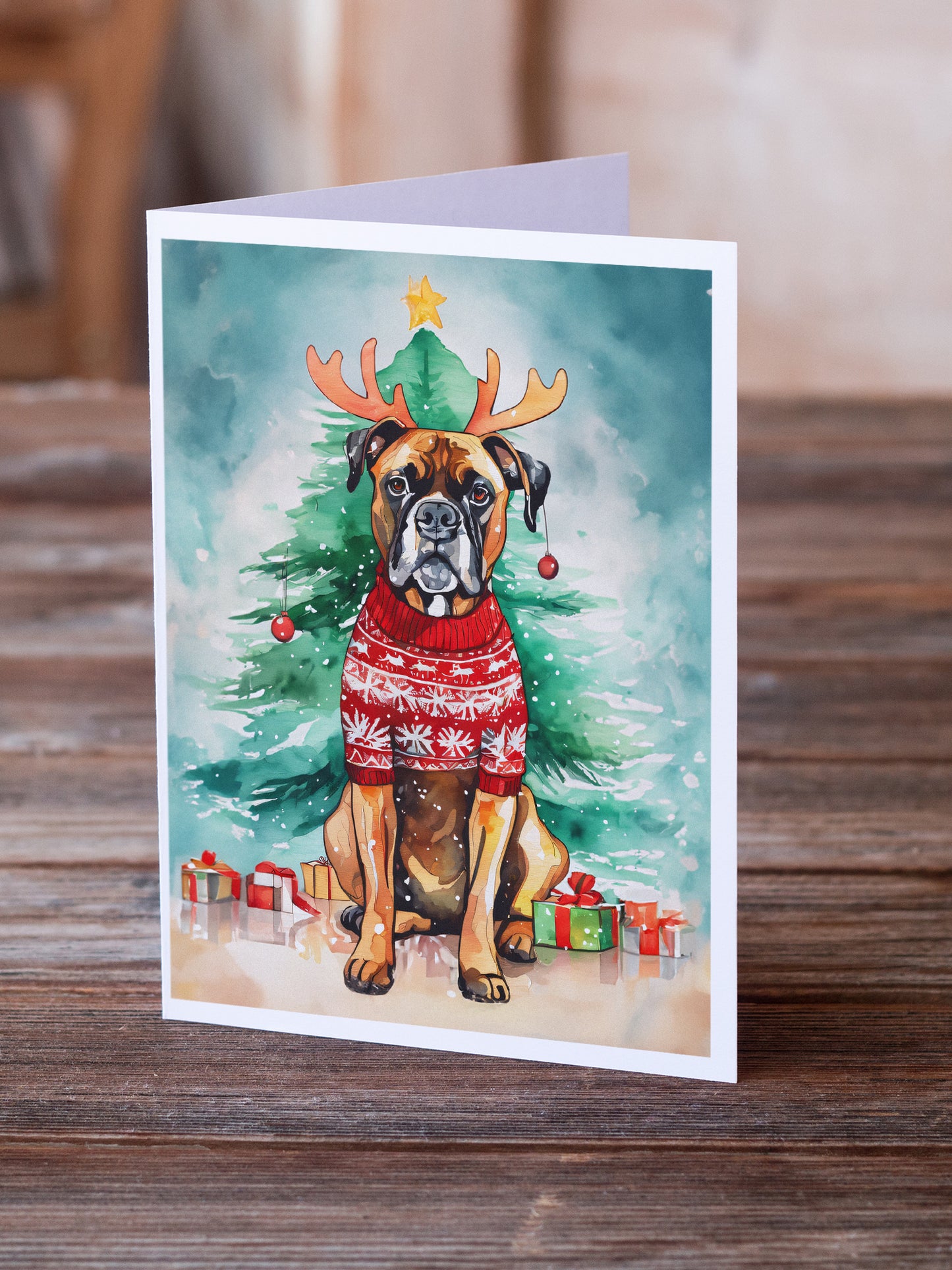 Boxer Christmas Greeting Cards Pack of 8