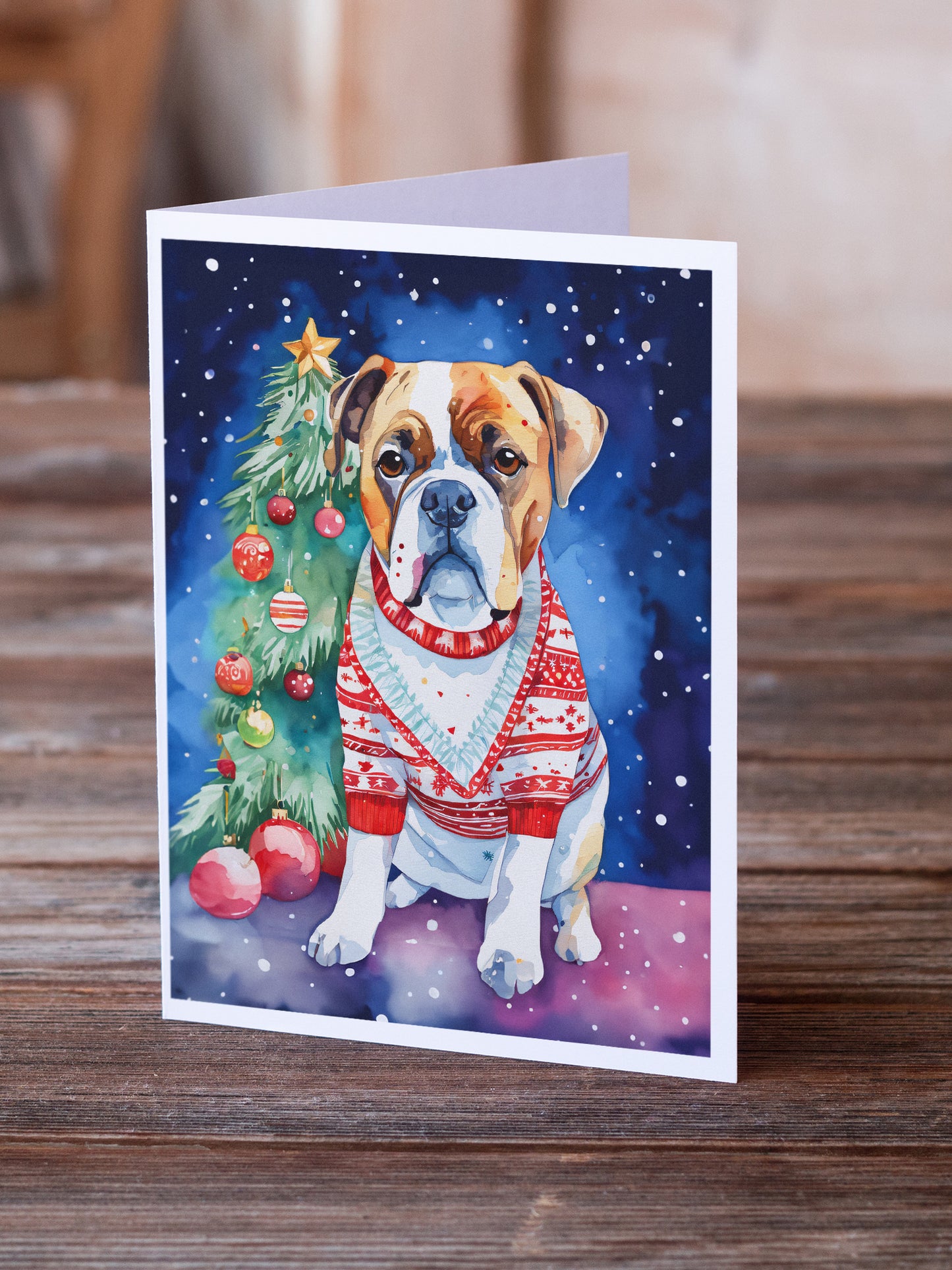 Boxer Christmas Greeting Cards Pack of 8