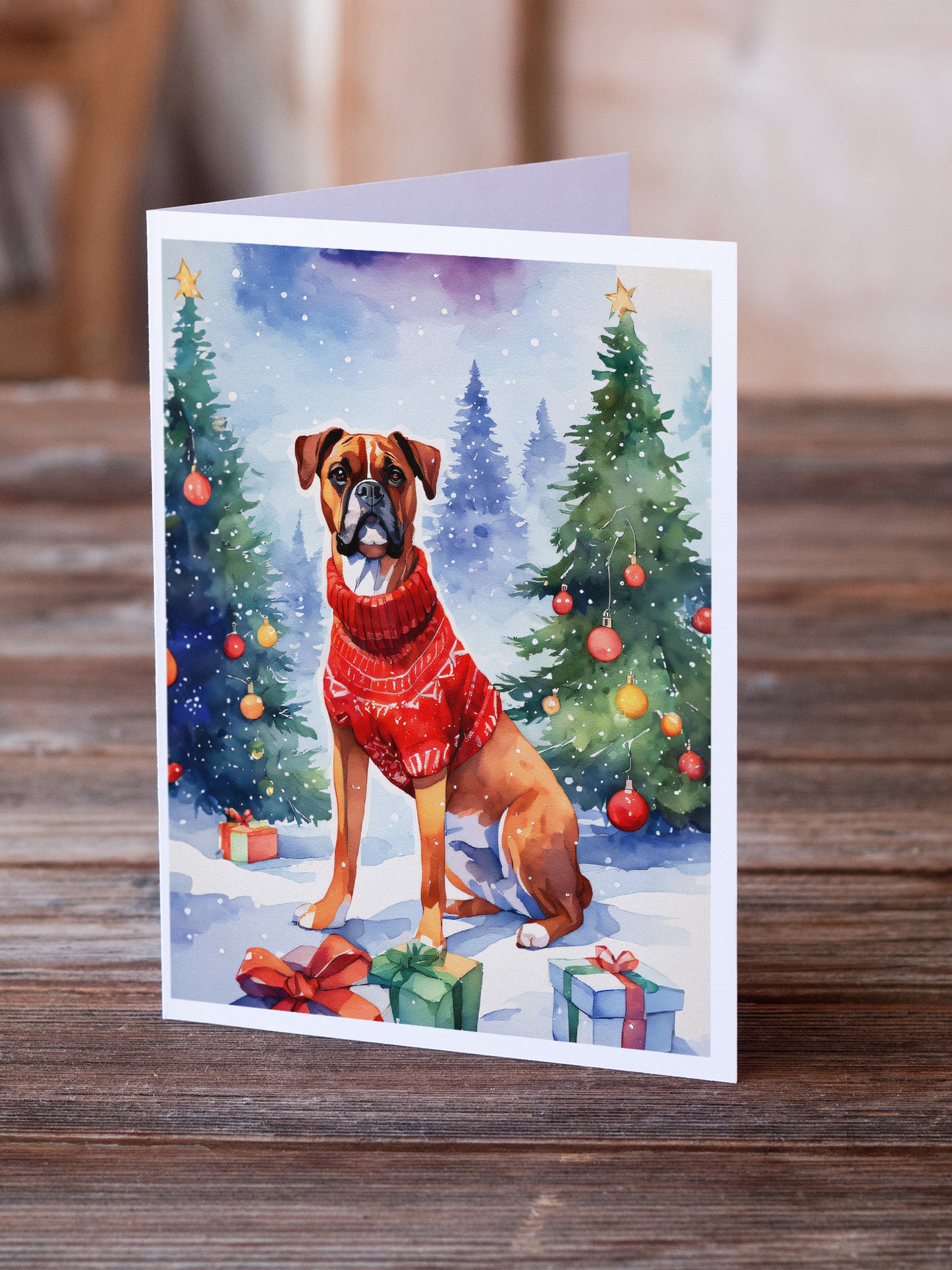 Boxer Christmas Greeting Cards Pack of 8