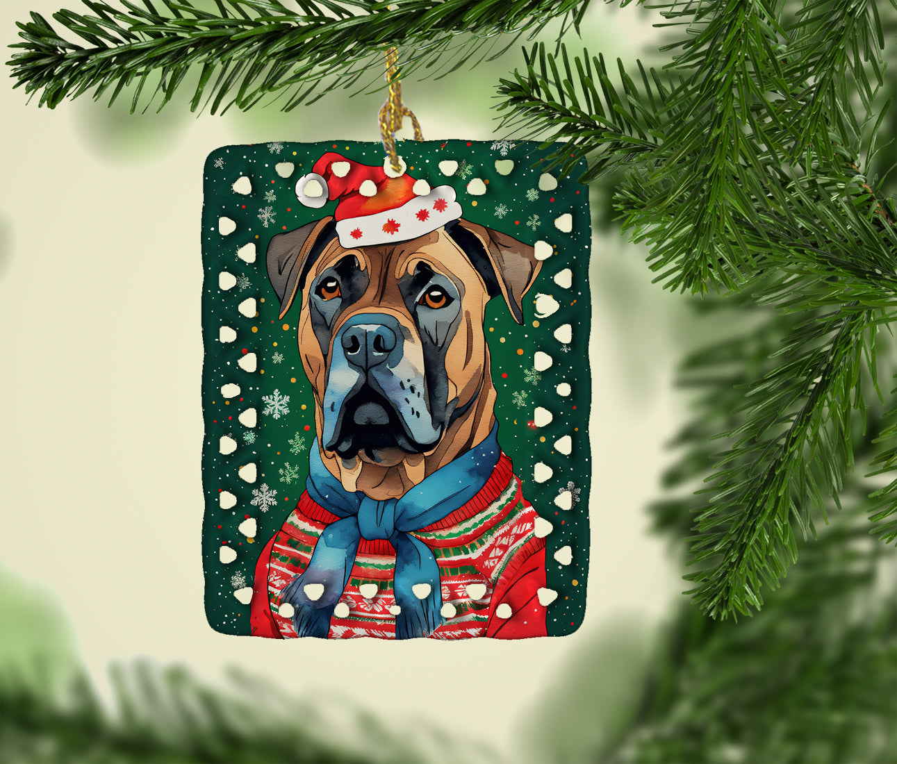 Cane Corso Christmas Porcelain Ornament