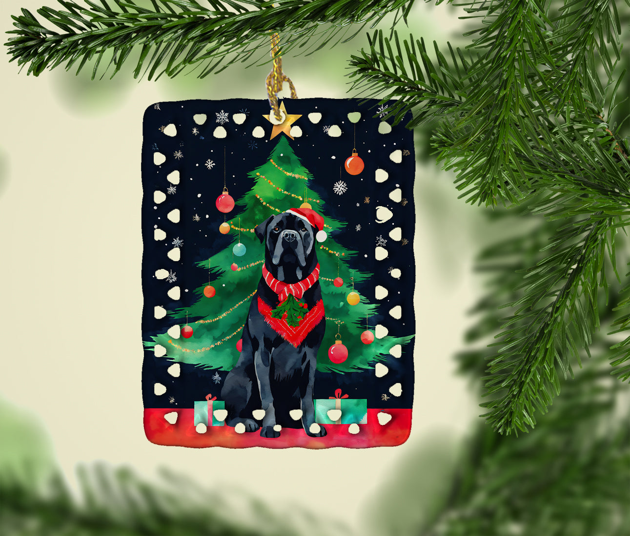 Cane Corso Christmas Porcelain Ornament