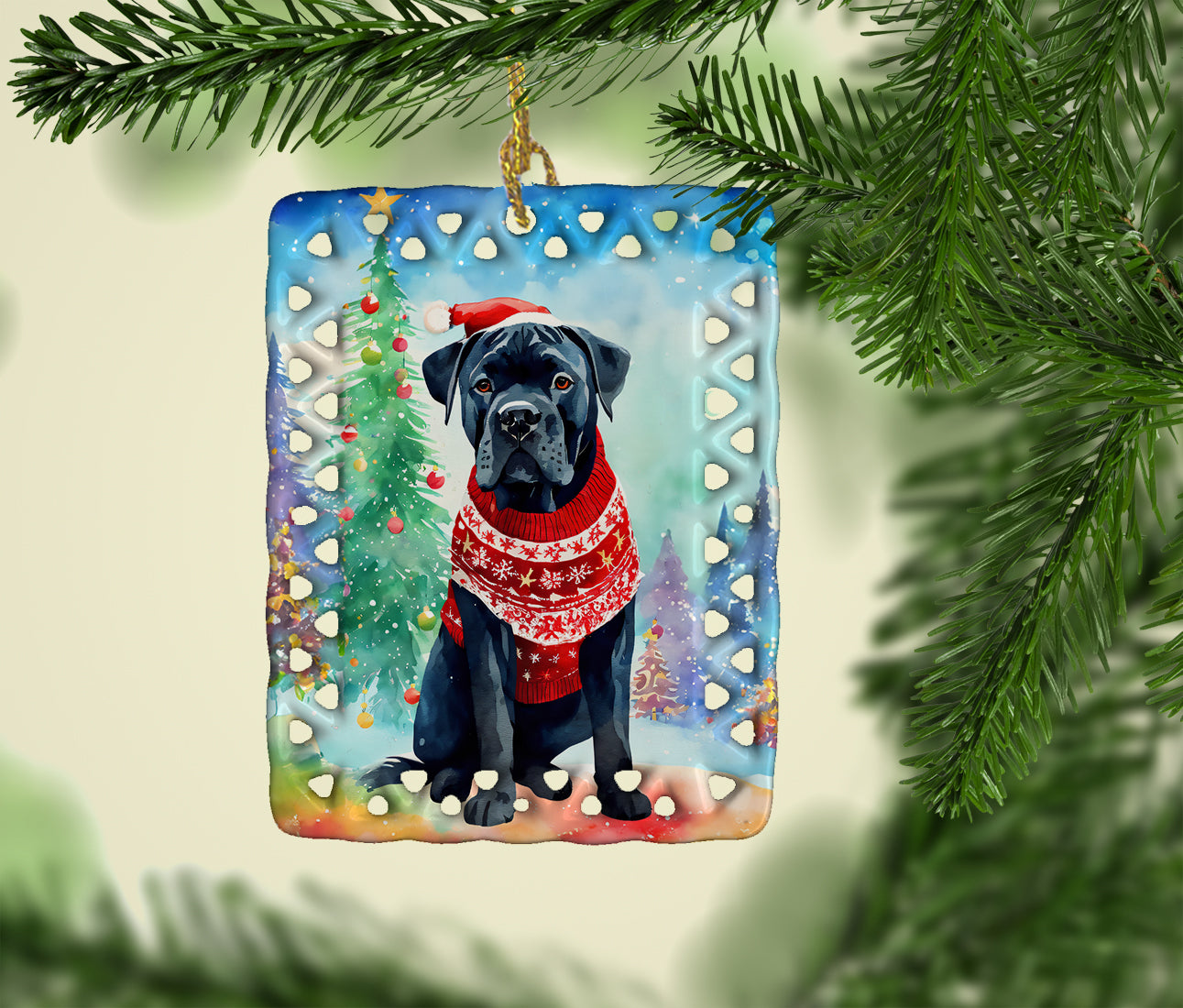 Cane Corso Christmas Porcelain Ornament