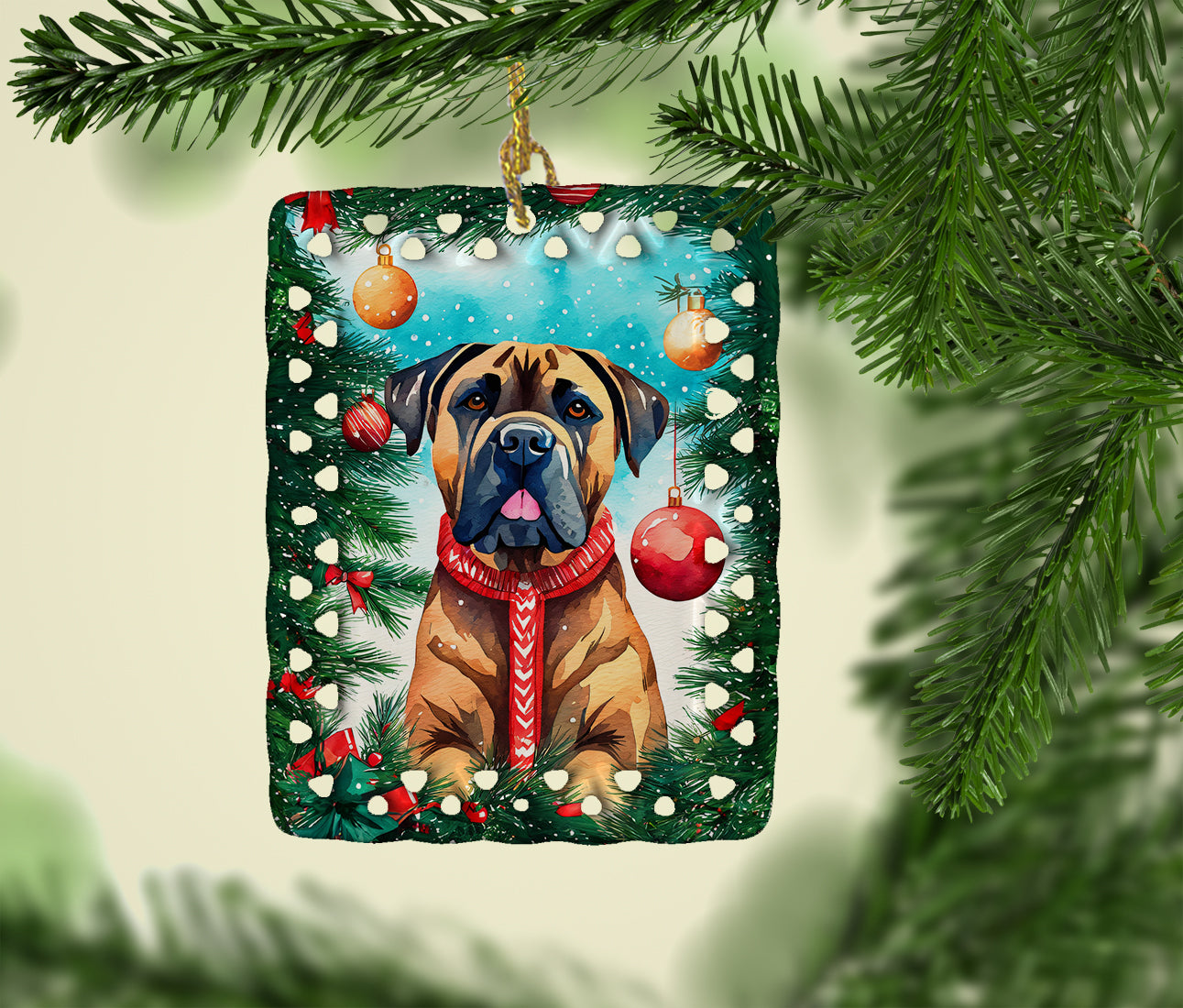 Cane Corso Christmas Porcelain Ornament