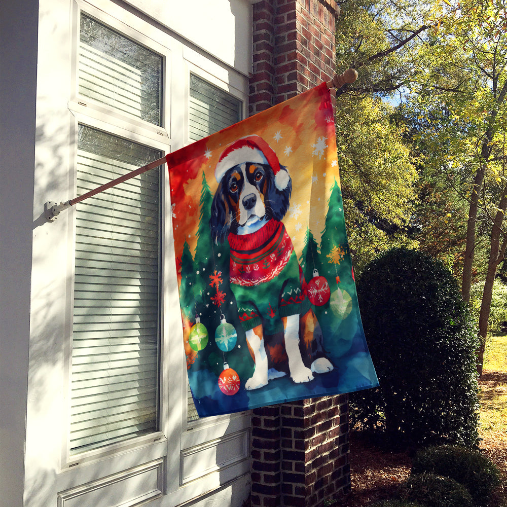 Cavalier Spaniel Christmas House Flag