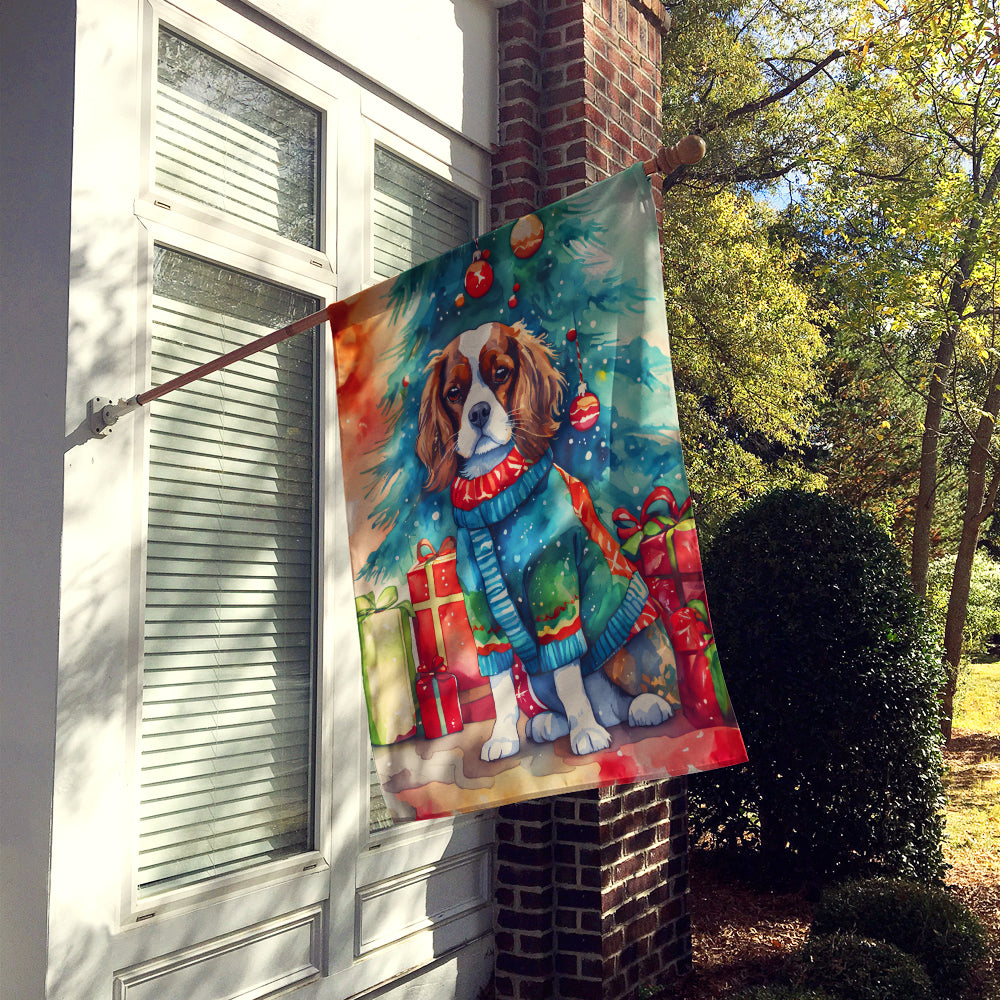 Cavalier Spaniel Christmas House Flag