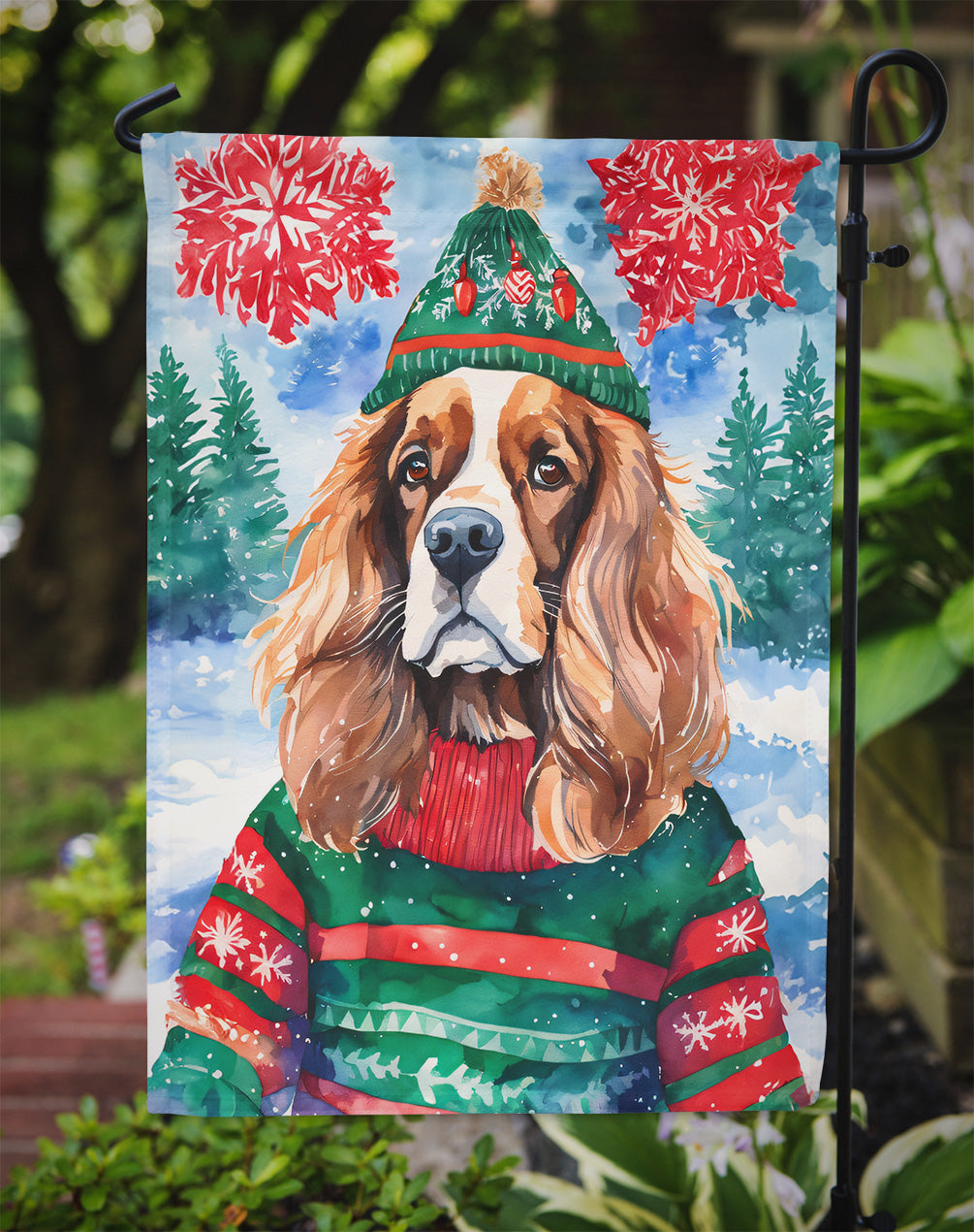 Cavalier Spaniel Christmas Garden Flag