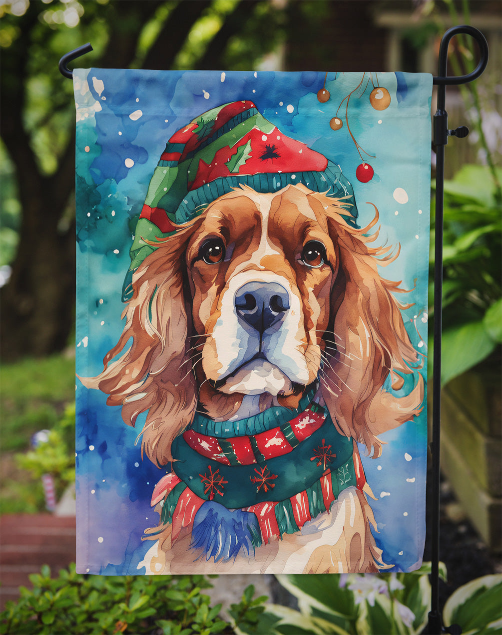 Cavalier Spaniel Christmas Garden Flag