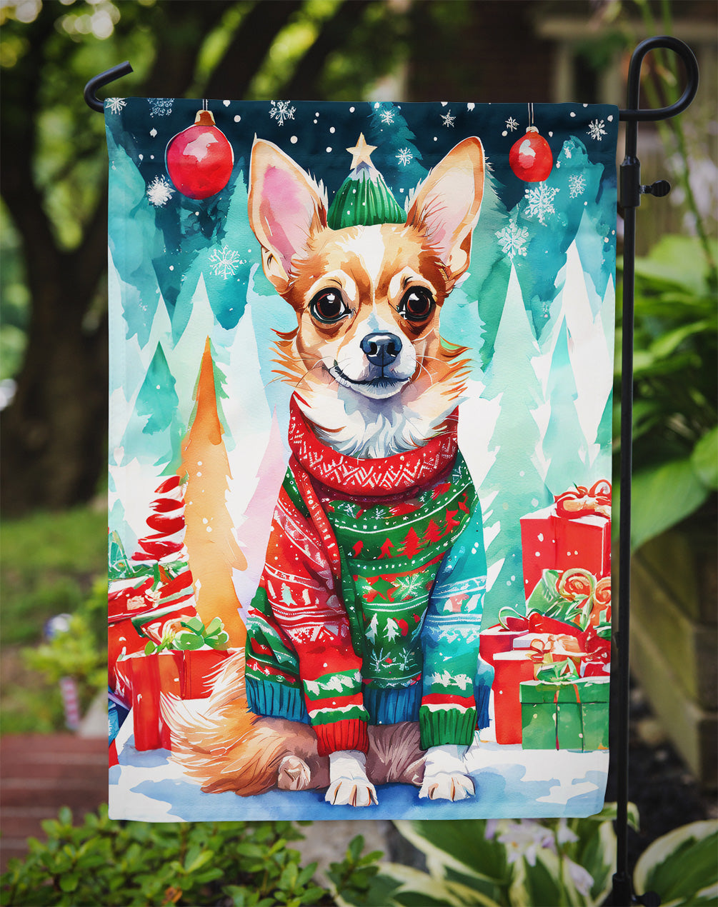 Chihuahua Christmas Garden Flag