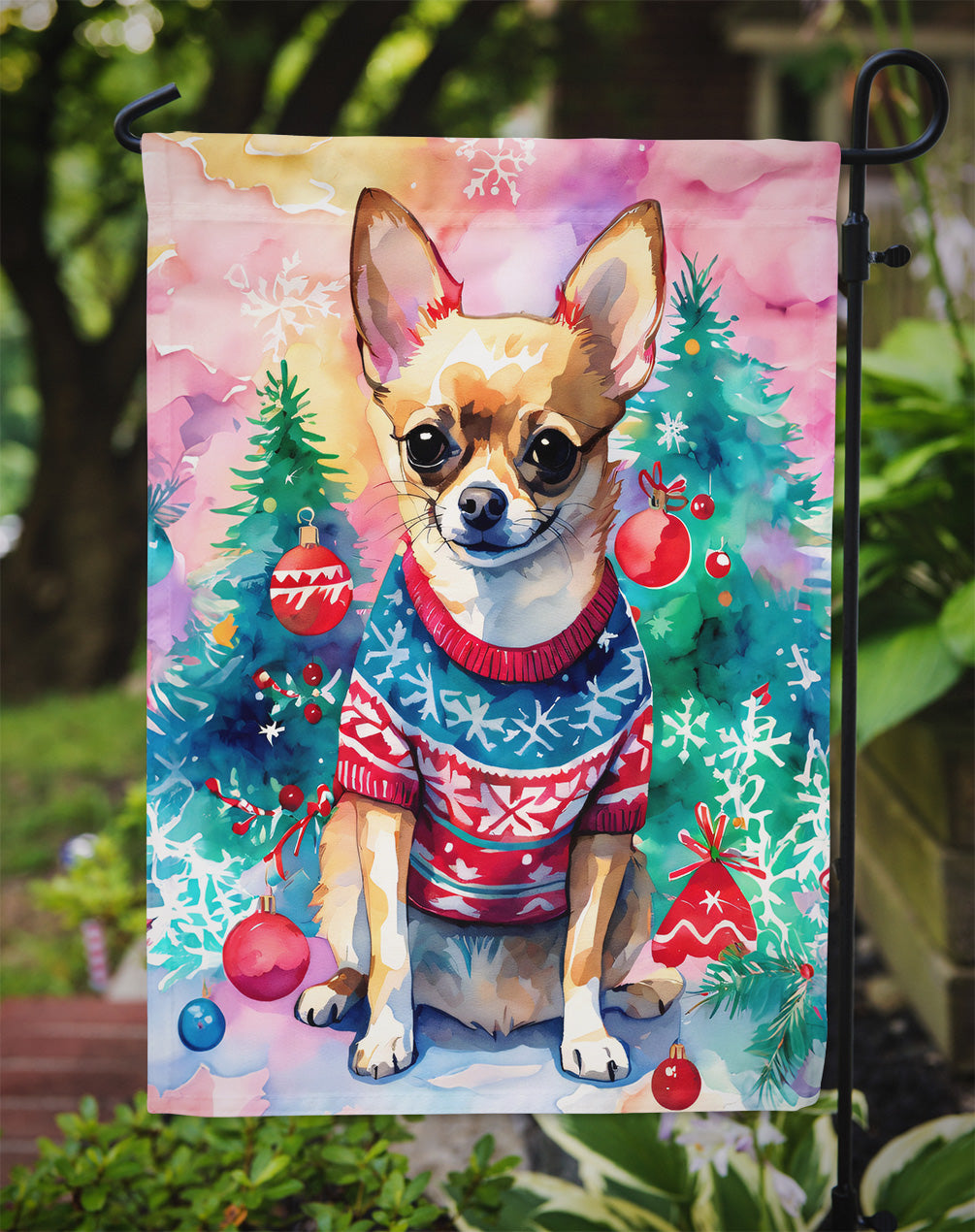 Chihuahua Christmas Garden Flag