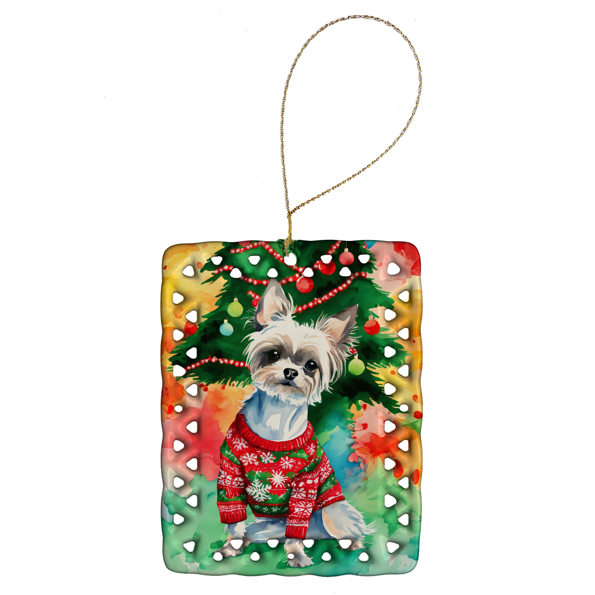 Buy this Chinese Crested Christmas Porcelain Ornament