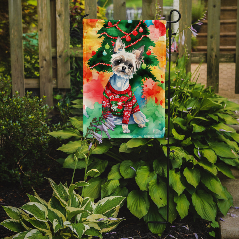 Chinese Crested Christmas Garden Flag